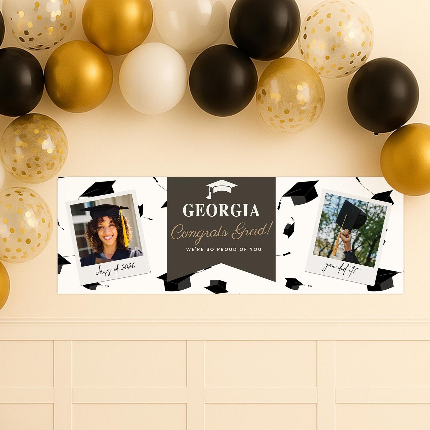 Personalised Graduation Banner  Congrats Grad | Custom Name, Year & Photos | Graduation Party Decor | Class of | University Graduate Banner