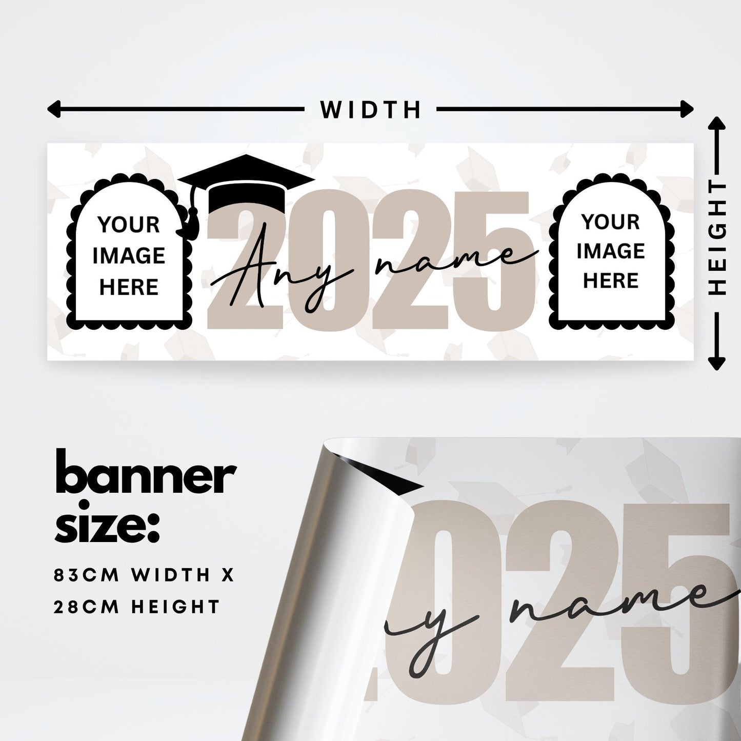 Personalised Graduation Banner  Large Year Design | Custom Name, Year & Photos | Graduation Party Decor | University Graduate Banner