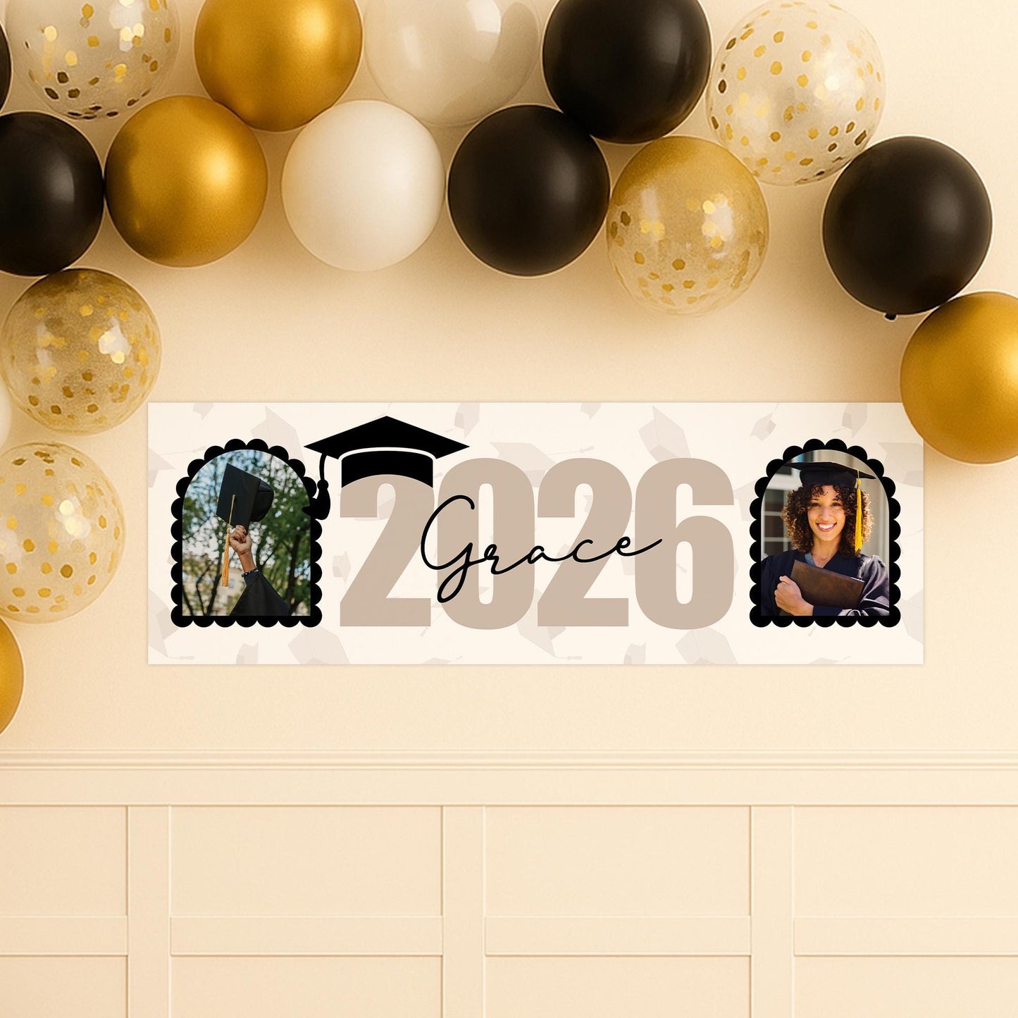 Personalised Graduation Banner  Large Year Design | Custom Name, Year & Photos | Graduation Party Decor | University Graduate Banner