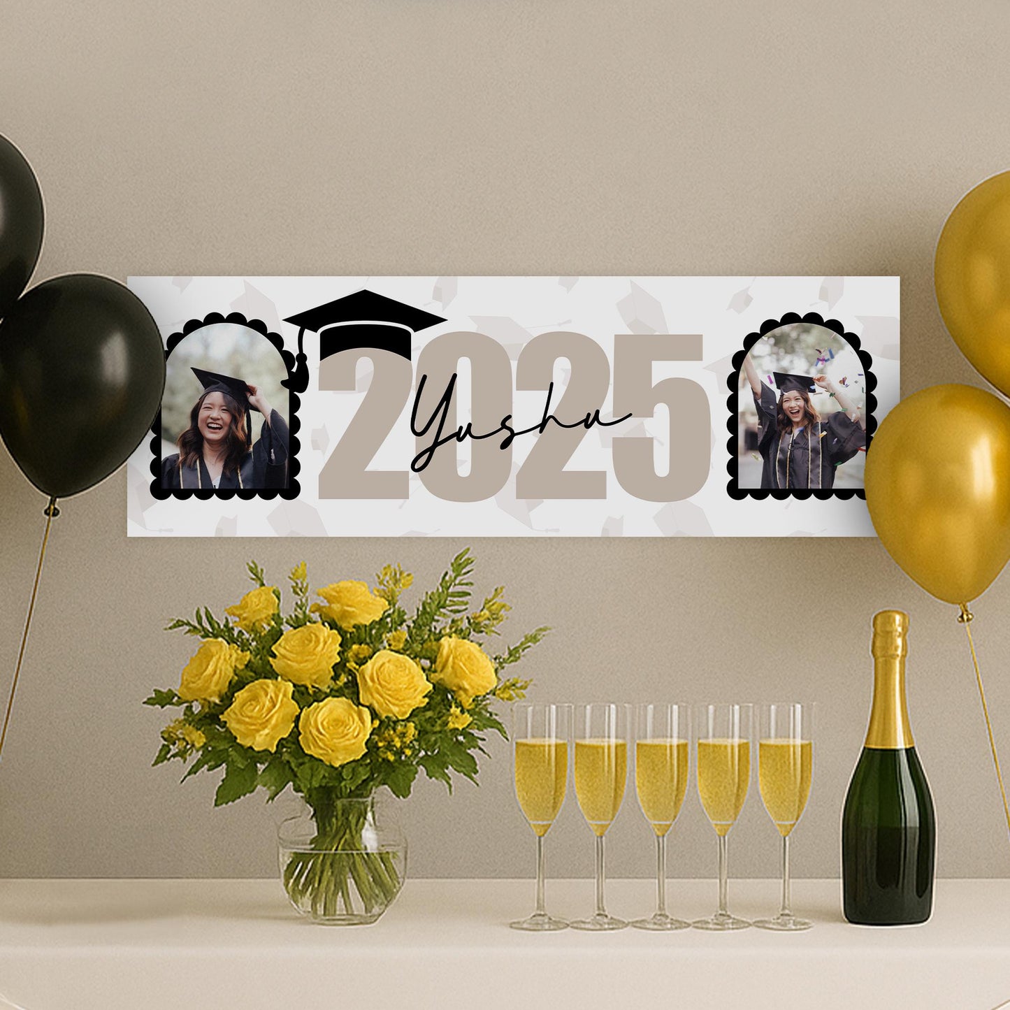 Personalised Graduation Banner  Large Year Design | Custom Name, Year & Photos | Graduation Party Decor | University Graduate Banner