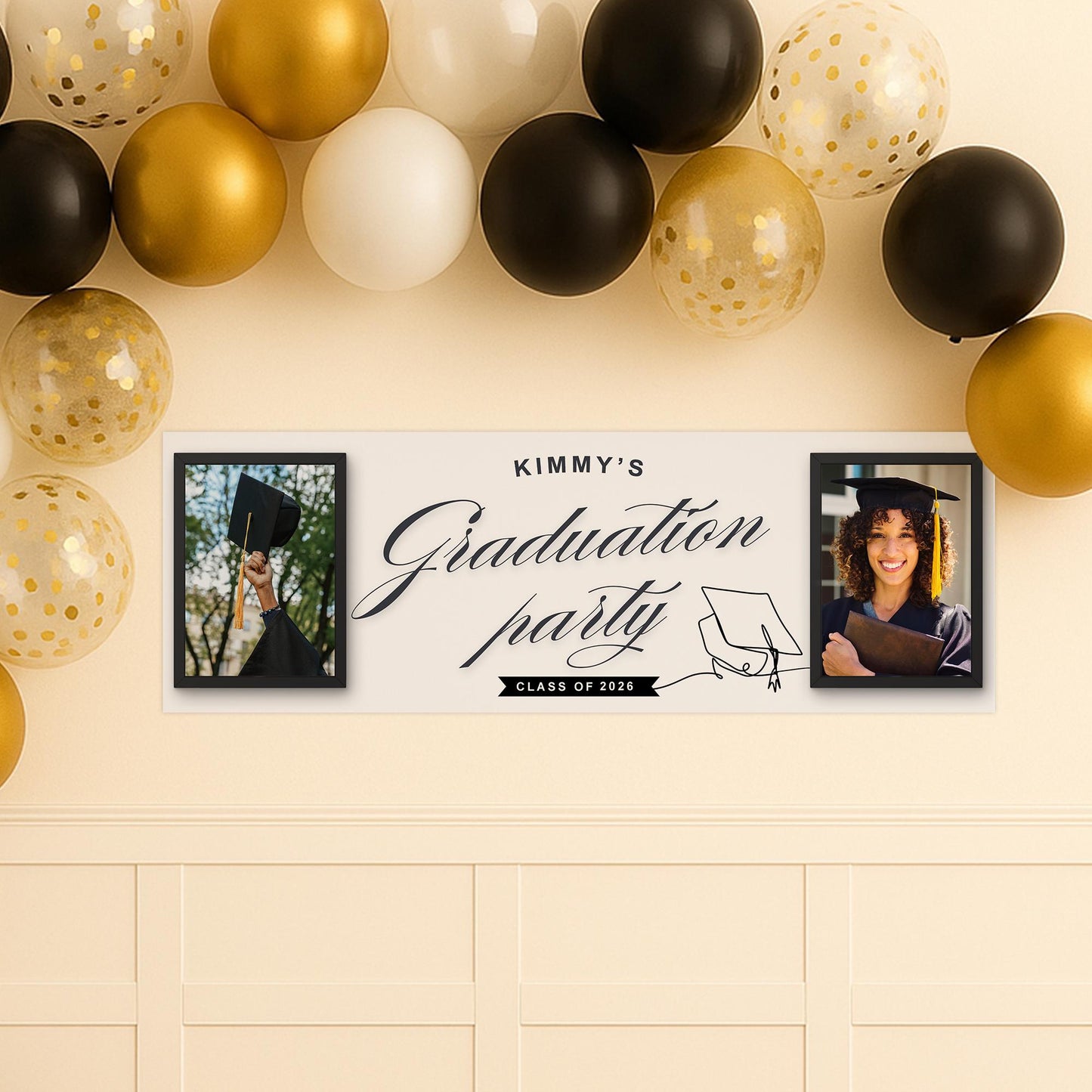 Personalised Graduation Banner  Photo Frame Design  | Name, Year & Photos | Graduation Party Decor | Class Of | University Graduate Banner