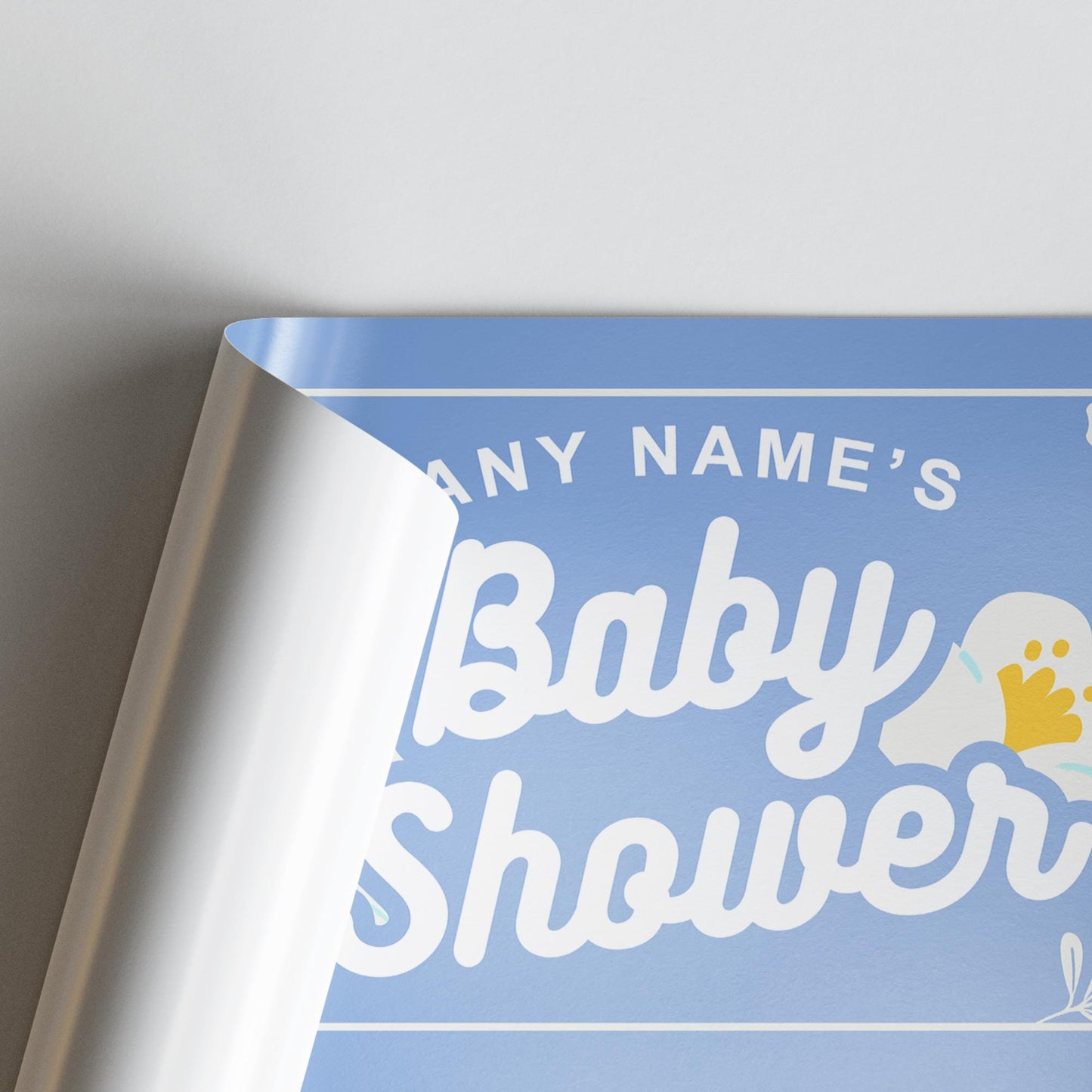 Personalised Baby Shower Banner | Bold Floral Baby Shower Banner | Custom with Name and Photo | Blue & Yellow | Summer Party Decorations
