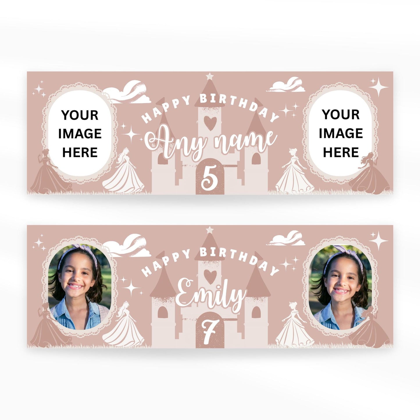 Personalised Princess Birthday Banner for Girls | Custom Name & Age Birthday Sign | Pink Party Decor | Custom Fairy Tale Birthday Banner