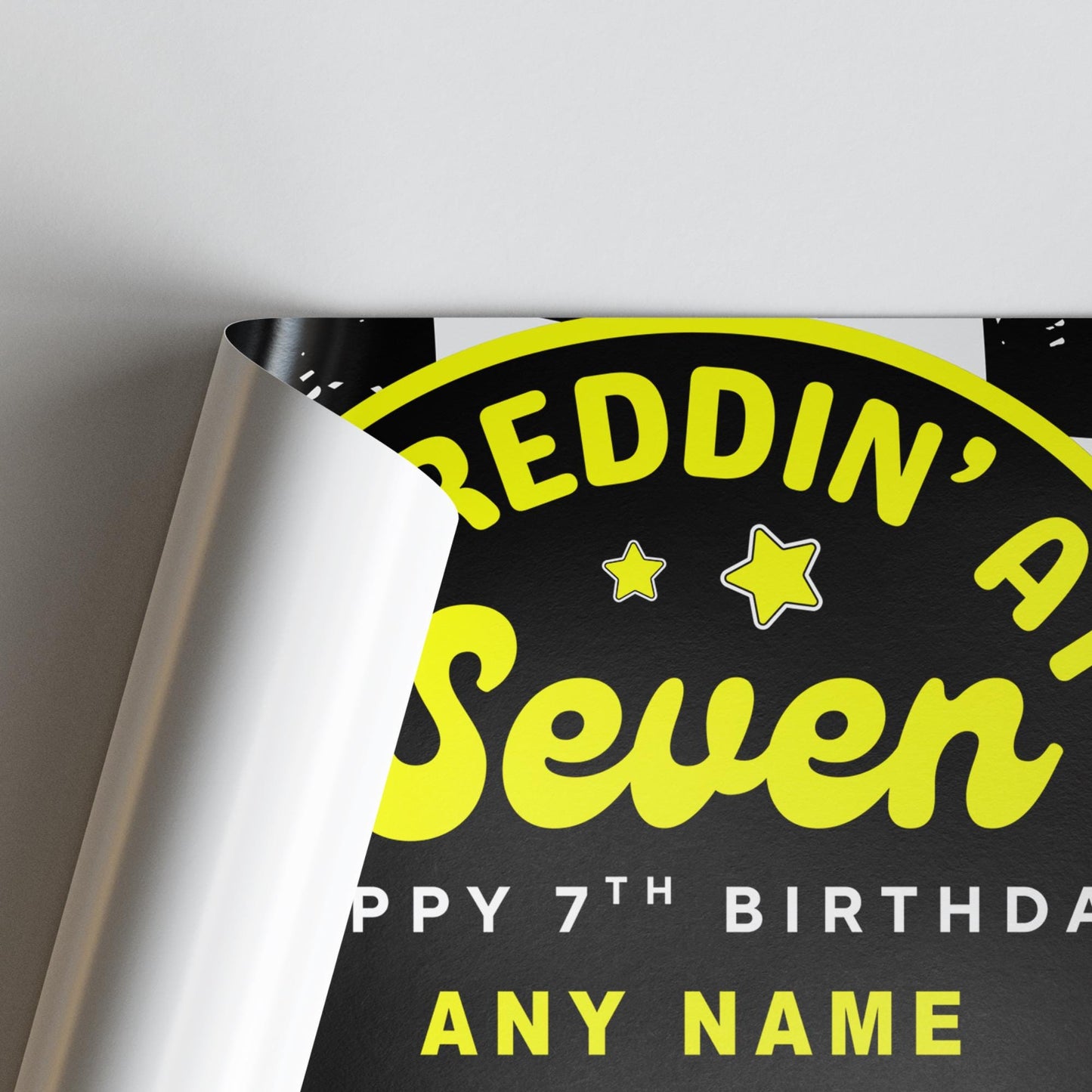 Personalised 7th Birthday Banner For Kids - "Shreddin At Seven" | Skater Checkered Theme | Custom Name & Photo | Boys Birthday Party Decor