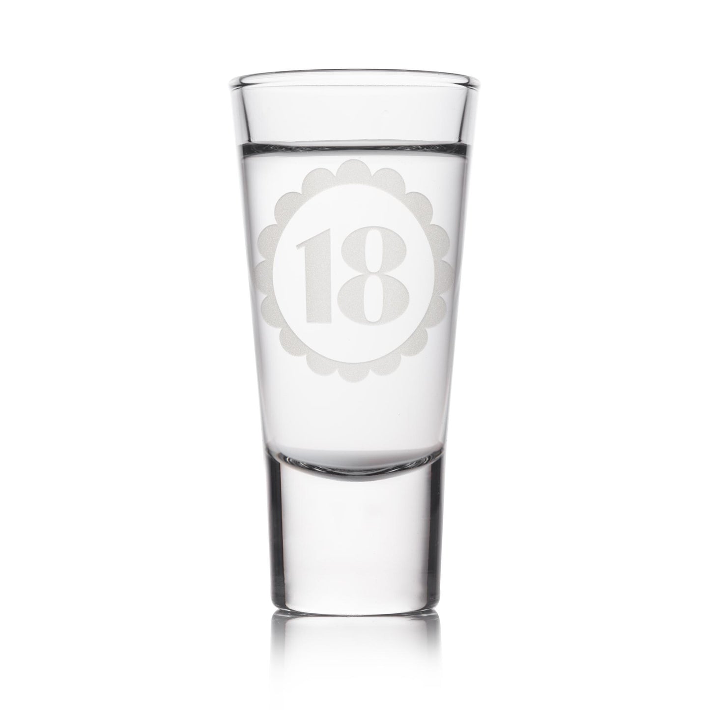 Personalised Birthday Shot Glass | Custom Age - Bold Petal Frame | Milestone Birthday Gift | Custom Engraved Keepsake for 18th Birthday