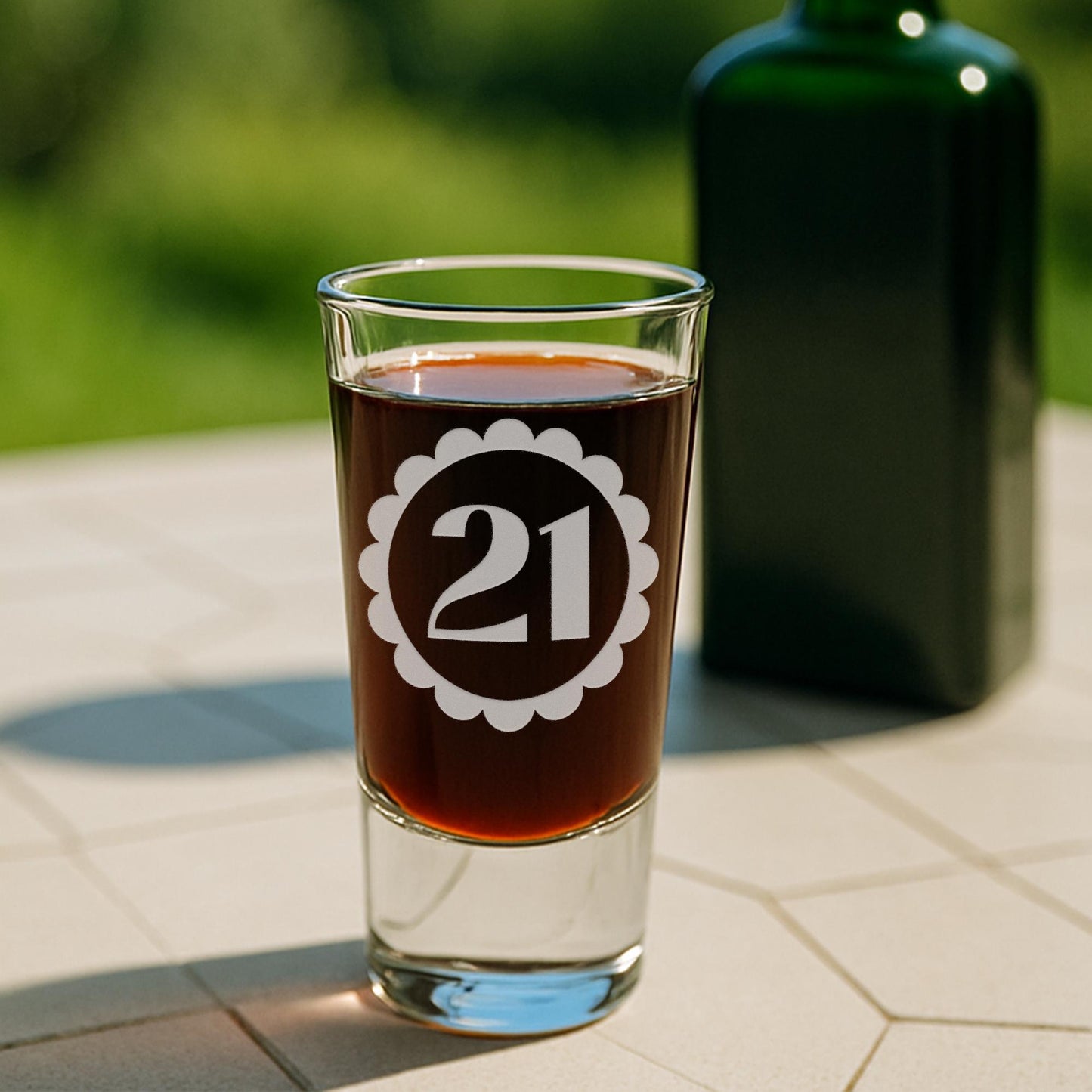 Personalised Birthday Shot Glass | Custom Age - Bold Petal Frame | Milestone Birthday Gift | Custom Engraved Keepsake for 18th Birthday