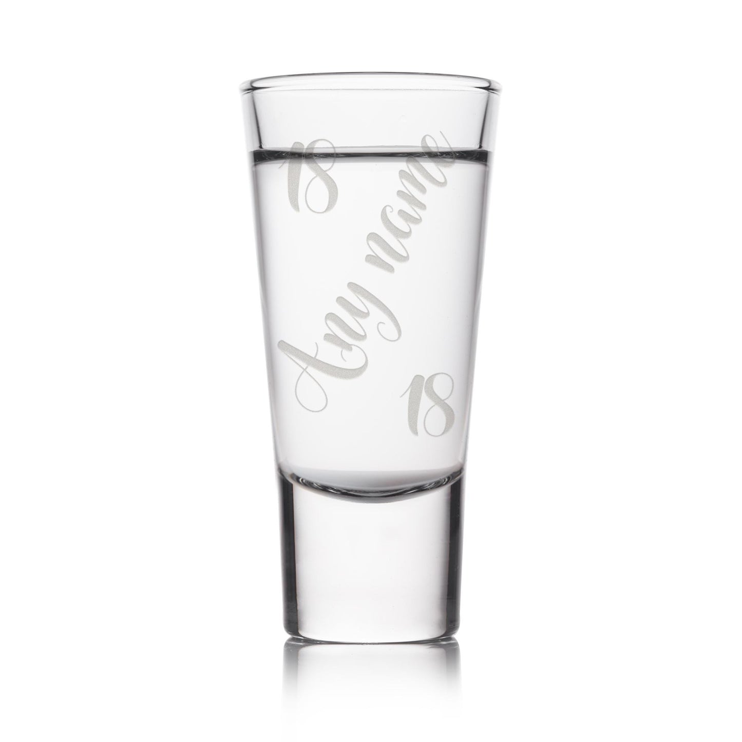 Personalised Birthday Shot Glass | Swirl Script Name & Age | Custom Engraved | Milestone Birthday Gift for Him or Her | 18th or 21st