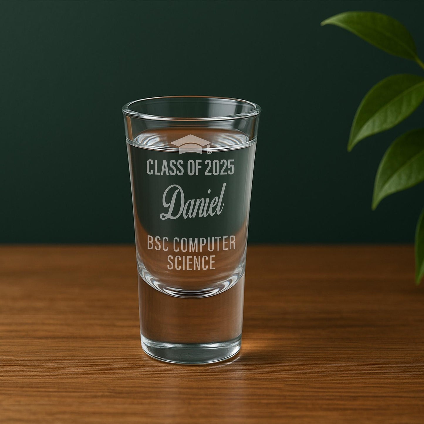 Personalised Graduation Shot Glass  Class Of, Name & Degree | Custom Engraved Gift | Graduation Gift | Graduation Keepsake Glassware