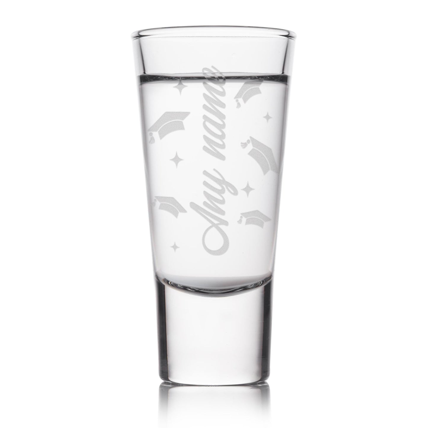 Personalised Graduation Gift | Graduation Caps & Stars | Custom Engraved Name Shot Glass | Graduate Gift Keepsake | Custom Shot Glass