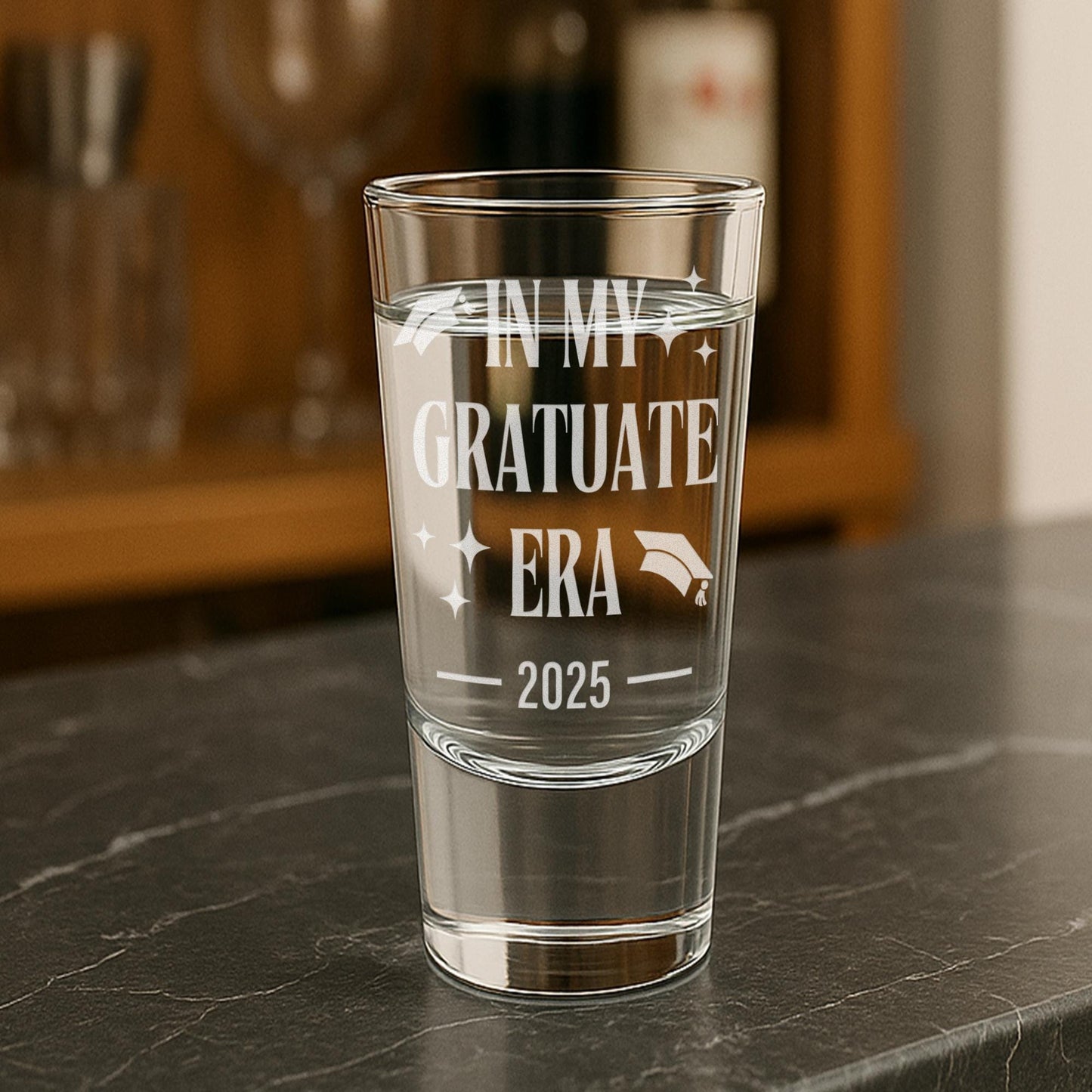 Personalised Graduation Gift | In My Graduate Era Shot Glass | Custom Engraved Year | Fun Graduation Gift | Graduate Keepsake For Her
