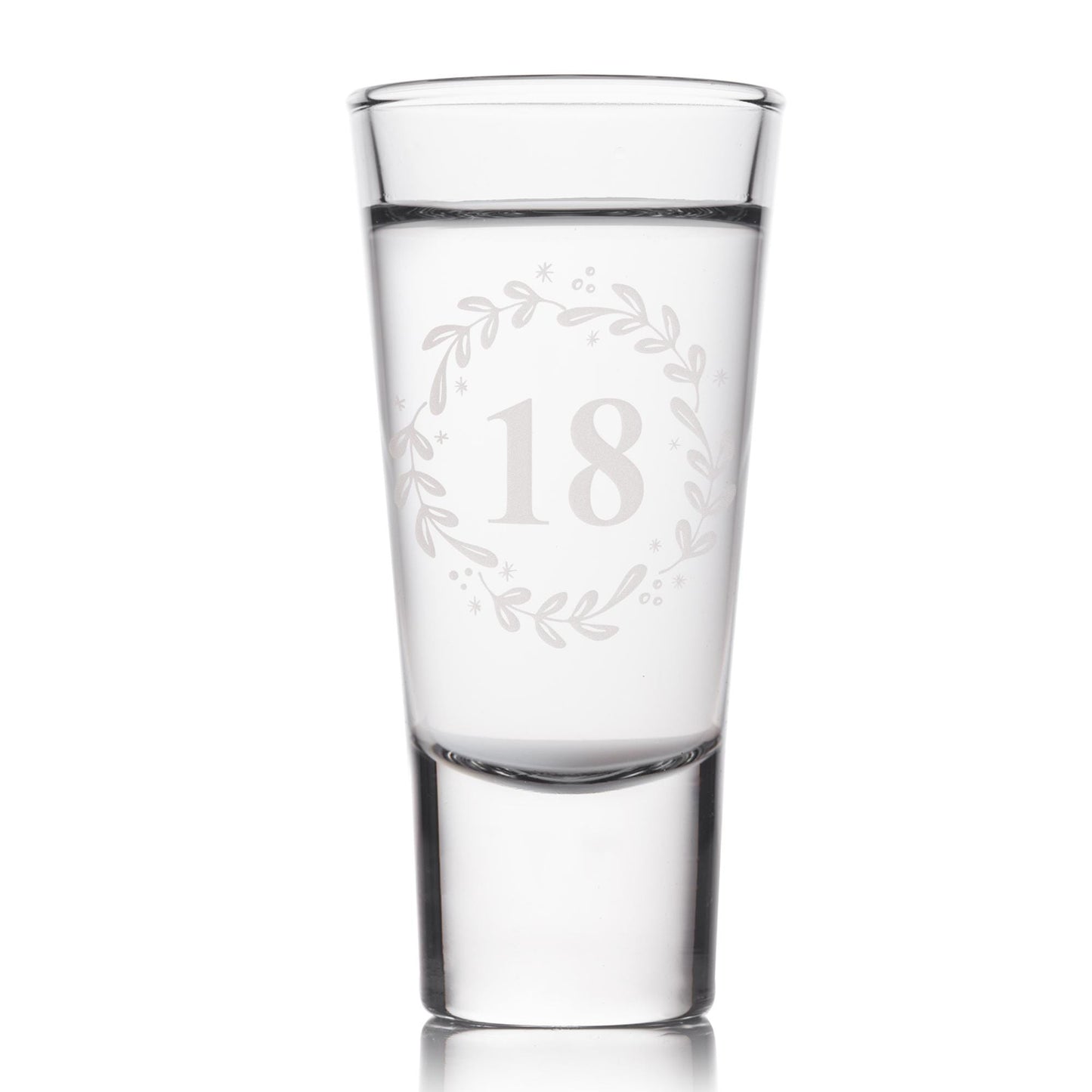 Personalised Birthday Shot Glass | Floral Personalised Age Shot Glass | Milestone Birthday Gift | Engraved Keepsake for 18th Birthday