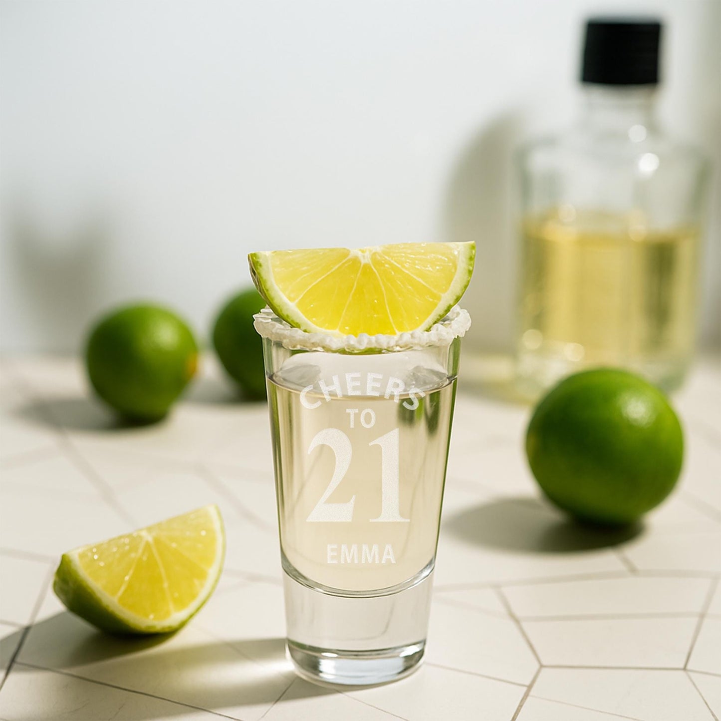 Personalised Birthday Shot Glass | ‘Cheers To [Age] Shot Glass | Custom Name & Age Engraving  Milestone Birthday Gift for Him or Her