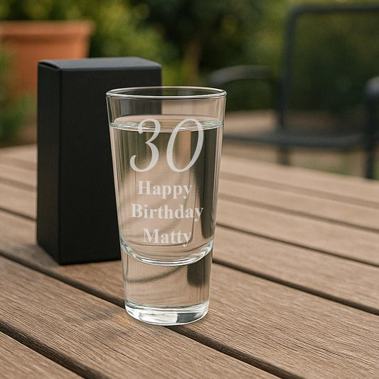 Personalised Birthday Shot Glass  Custom Engraved with Age & Name  Unique Milestone Birthday Gift for Him or Her
