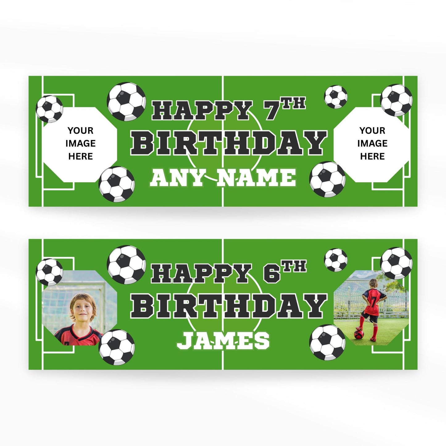 Personalised Football Birthday Banner  Custom Name, Age & Photos  Sports Themed Kids Party Decoration | Party Decor for Boys