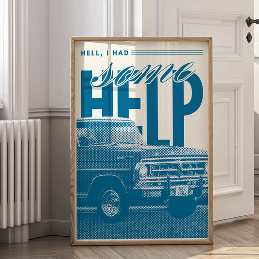I Had Some Help Poster - Car: Country Pop Song-Inspired Print | Wall Art For Music Lover | Typography Lyric Quote | Modern Home Decor