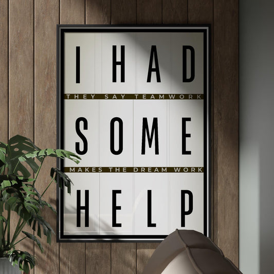 I Had Some Help Poster - Light Box: Country Pop Song-Inspired Print | Wall Art For Music Lover | Typography Lyric Quote | Modern Home Decor
