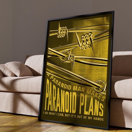 Paranoid Poster - Barbed Wire: Rap Pop Song-Inspired Print | Wall Art For Music Lover | Typography Lyric Quote | Modern Home Decor