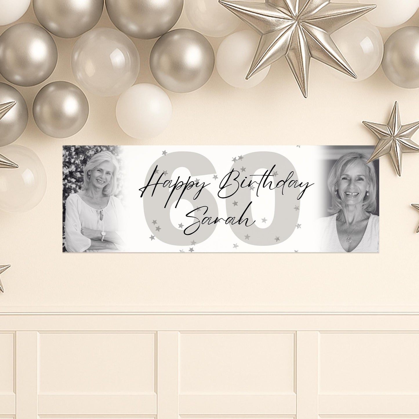 Personalised Birthday Banner  Large Number & Photo Design | Custom Birthday Decor For Him or Her |  Picture Banner