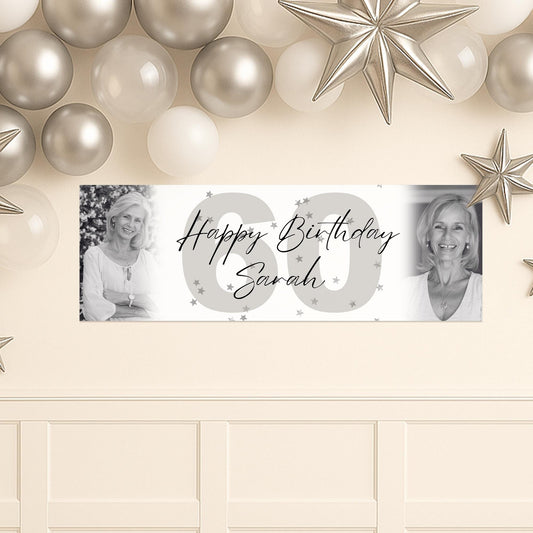 Personalised Birthday Banner  Large Number & Photo Design | Custom Birthday Decor For Him or Her |  Picture Banner