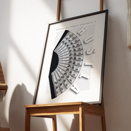 Song Poster - Diva is a Female Version of a Hustla - Money Fan: Lyric-Inspired Print, Music-Inspired Home Decor, Typography Print For Her