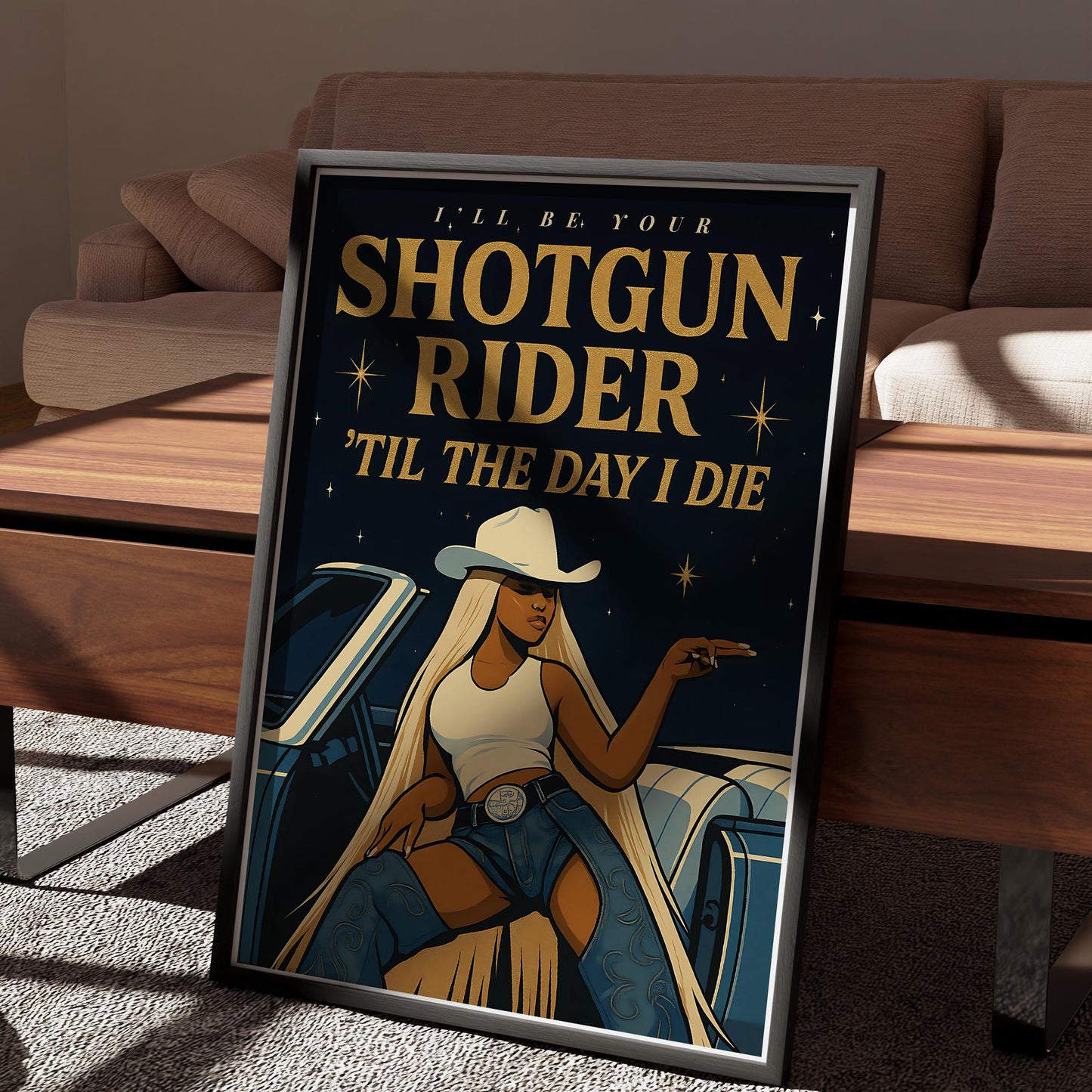 Song Poster - Shotgun Rider  Cowgirl Print | Western Home Decor | Country Wall Art for Music-Inspired Home Decor, Typography Print For Her