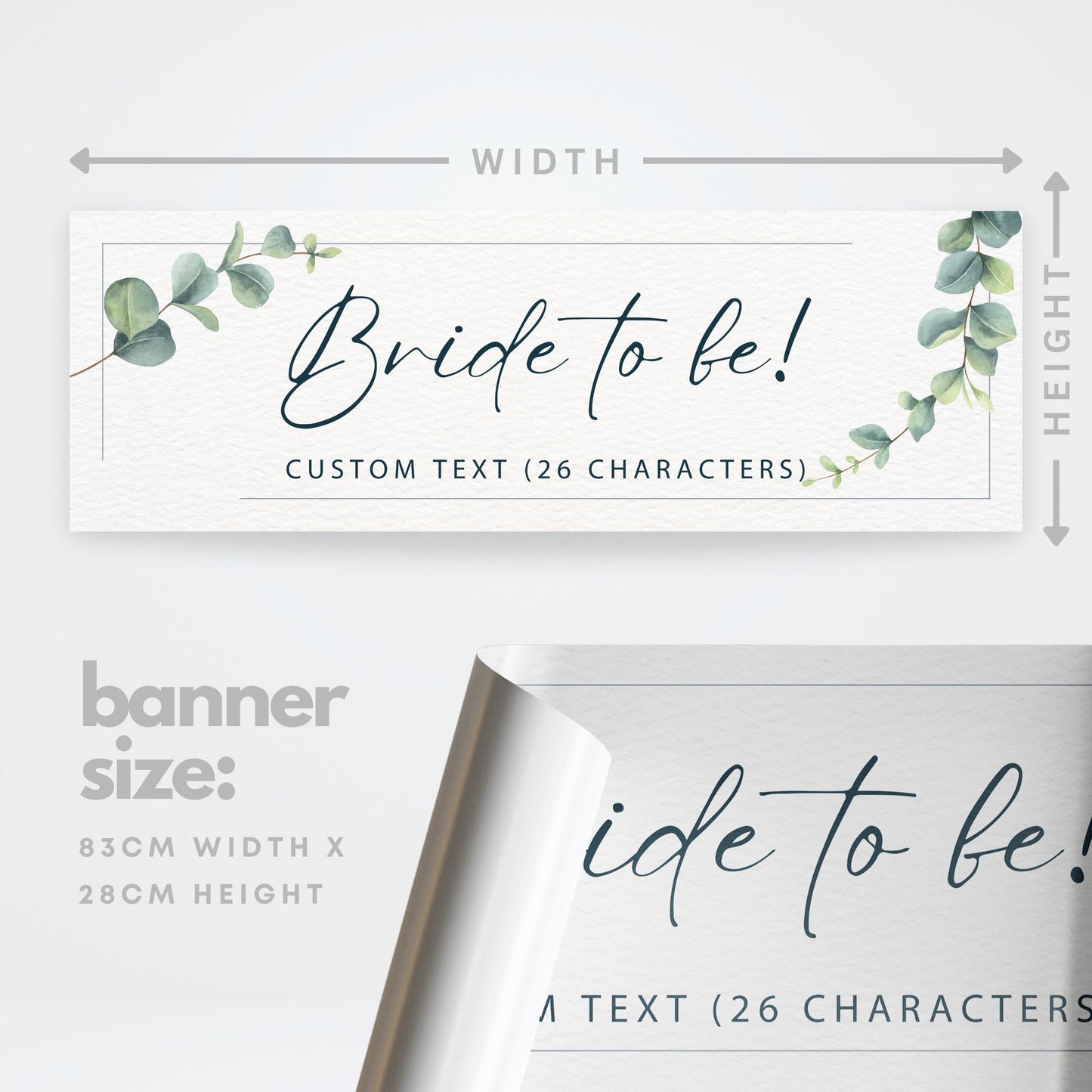 Personalised Hen Party Decoration - Bride To Be Eucalyptus Banner | Watercolour Style | Elegant Custom Hen Do or Bridal Shower Decor