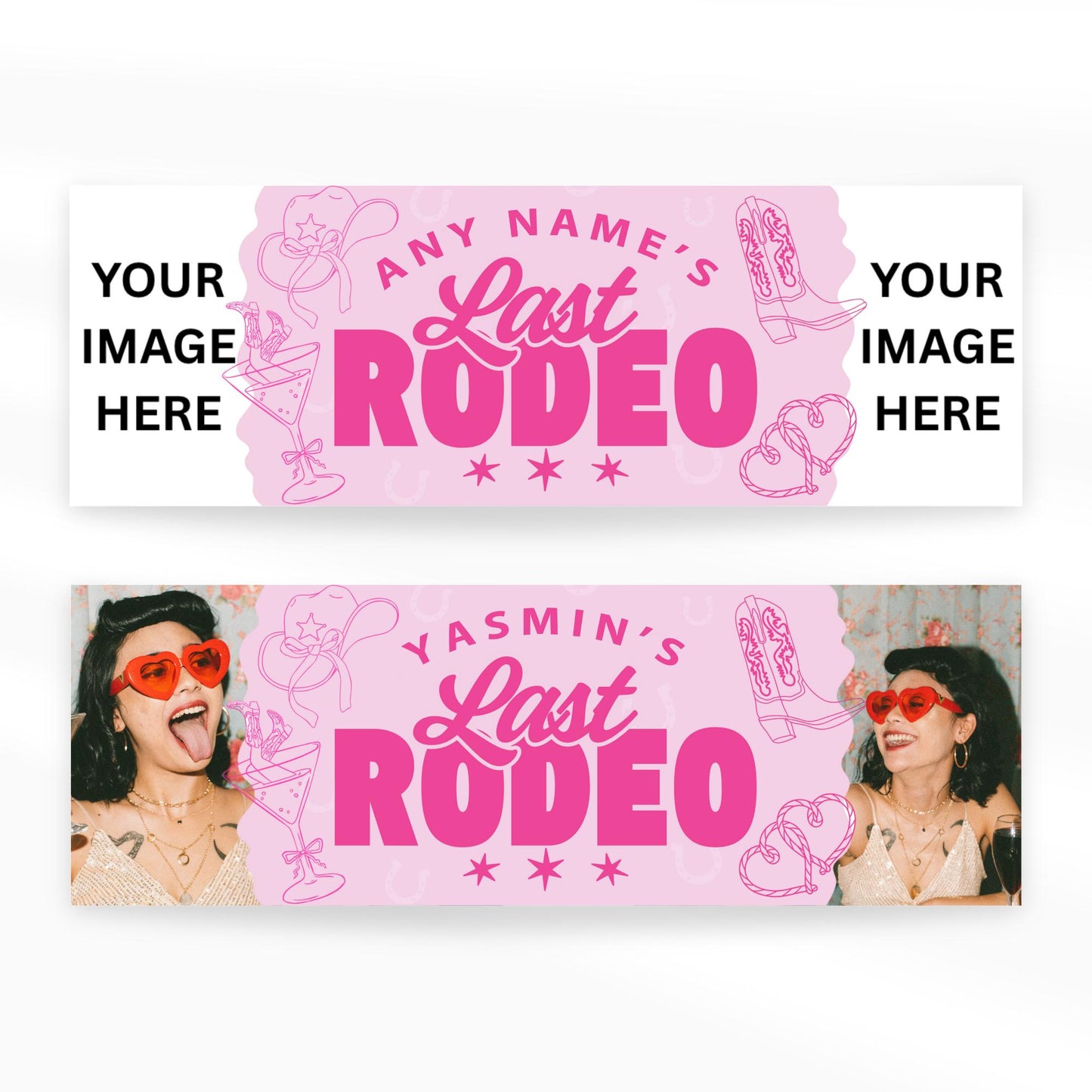 Personalised Hen Party Decor | Last Rodeo Theme | Custom Name & Photo Hen Do Banner | Pink Cowgirl Theme | Western Bachelorette Decor