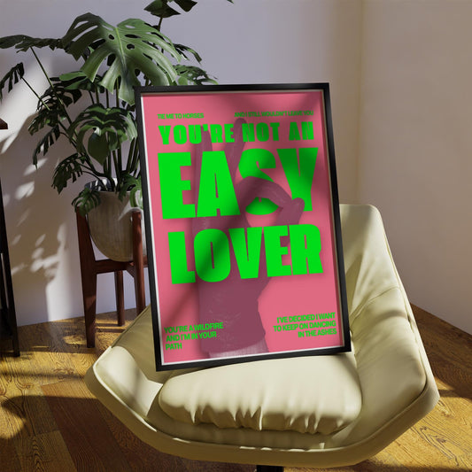 Song Poster - Easy Lover - Green & Pink: Lyric-Inspired Print | Maximalist Home Decor | Bold Typography Music Wall Art | Gift For Her