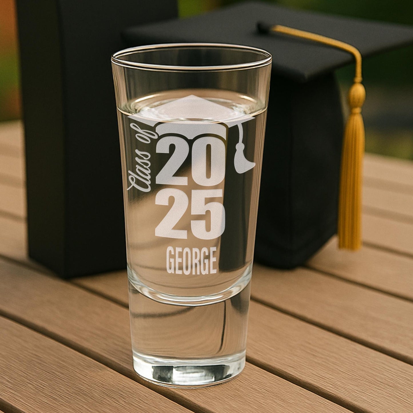 Personalised Graduation Shot Glass | “Class of [YEAR] Name & Grad Cap | Custom Gift for Graduates | Congratulations Gift for Him or Her
