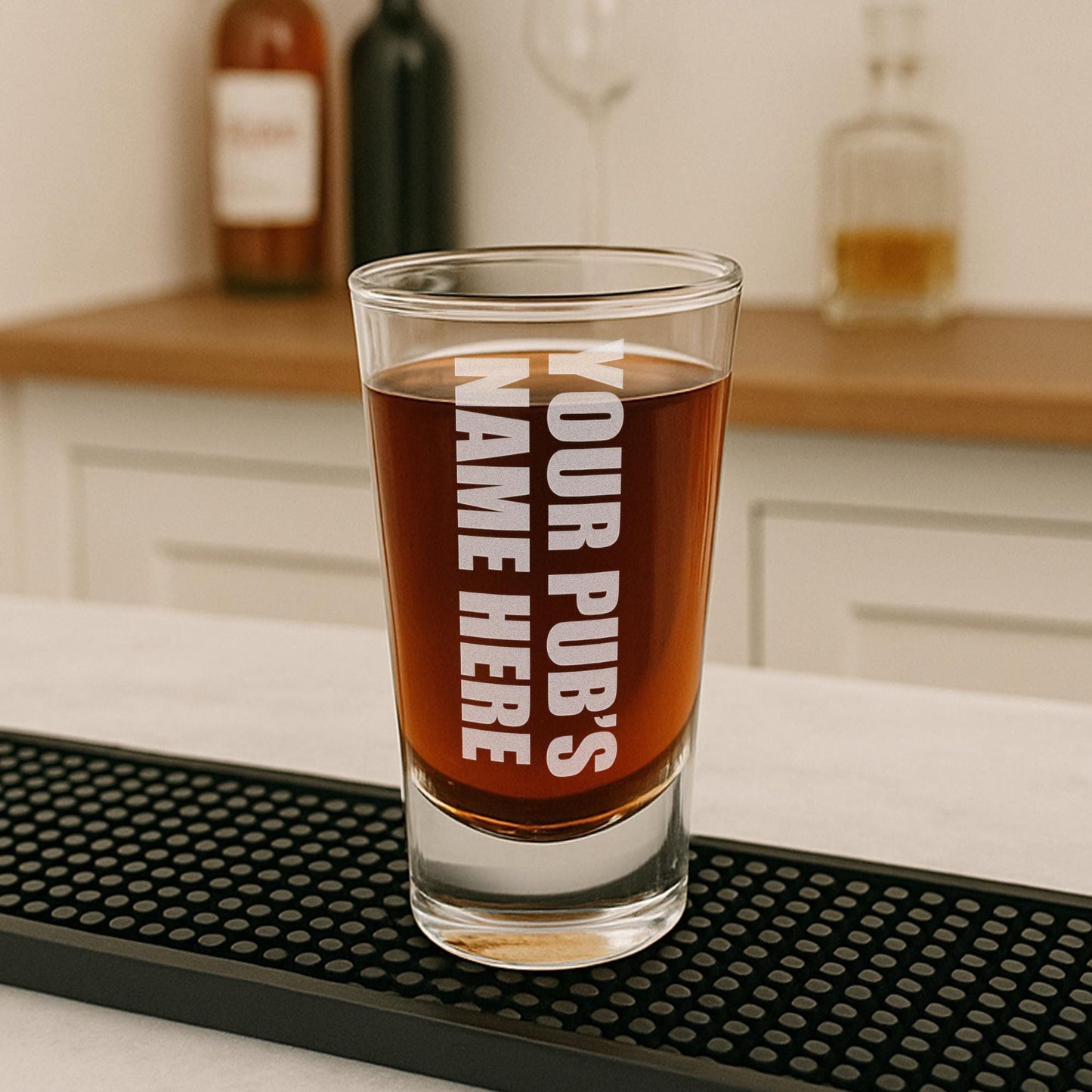 Personalised Pub Name Shot Glass  Custom Home Bar Glassware with Engraved Text | Home Bar & Pub Accessories | Gift for Him or Her