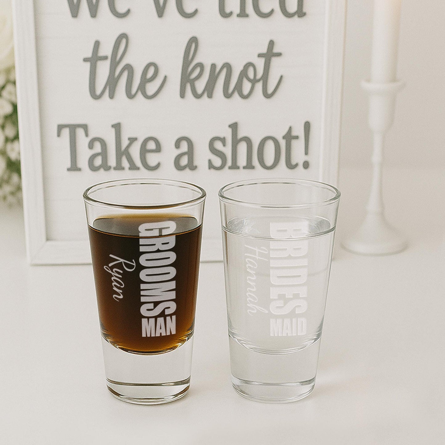Personalised Wedding Role Shot Glass | Custom Engraved with Role & Name  Bridal Party Gift | Wedding Party Shot Glasses Keepsakes