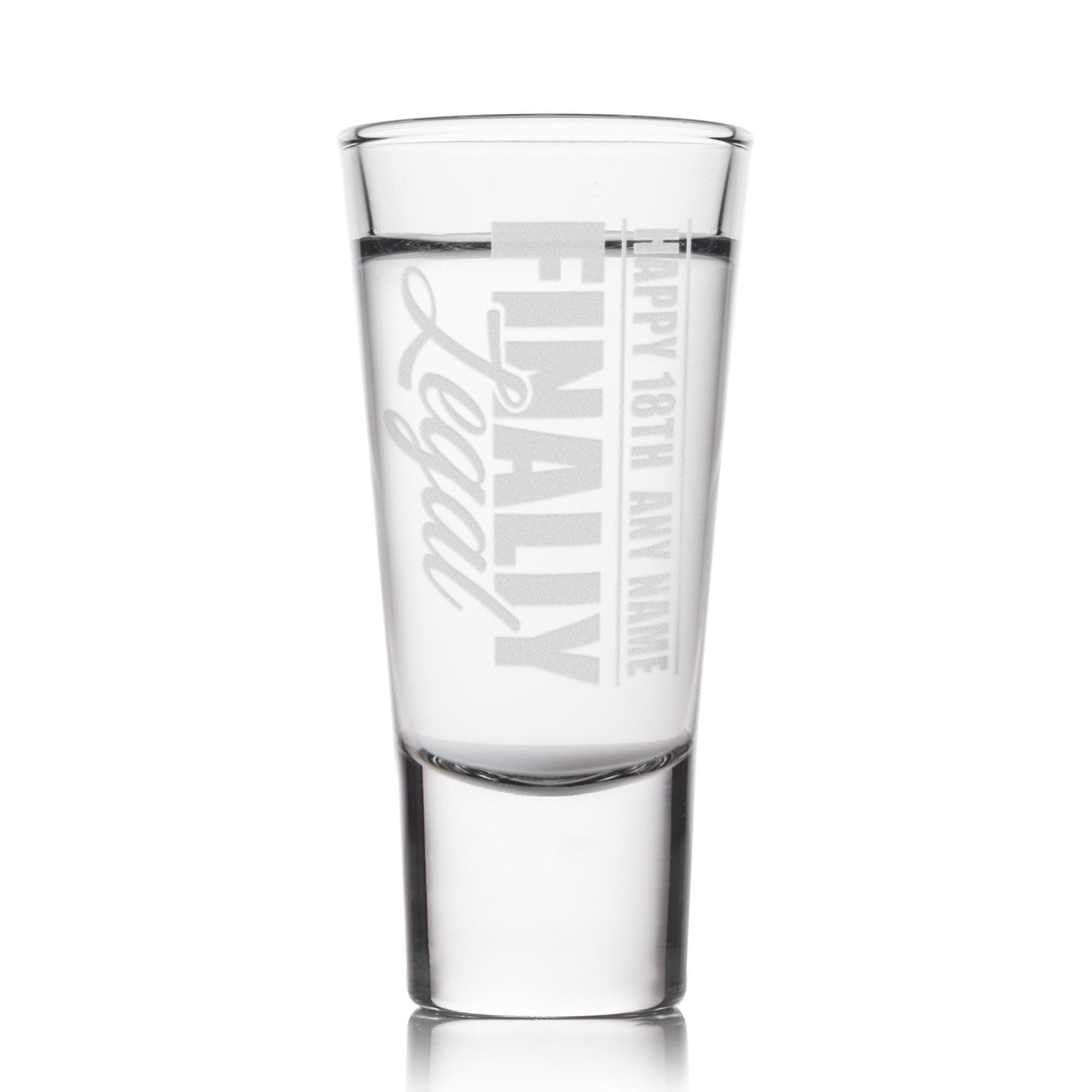 Personalised Birthday Shot Glass | Finally Legal Engraved Shot Glass | Custom 18th Birthday Gift | Milestone Birthday Gift for Him or Her