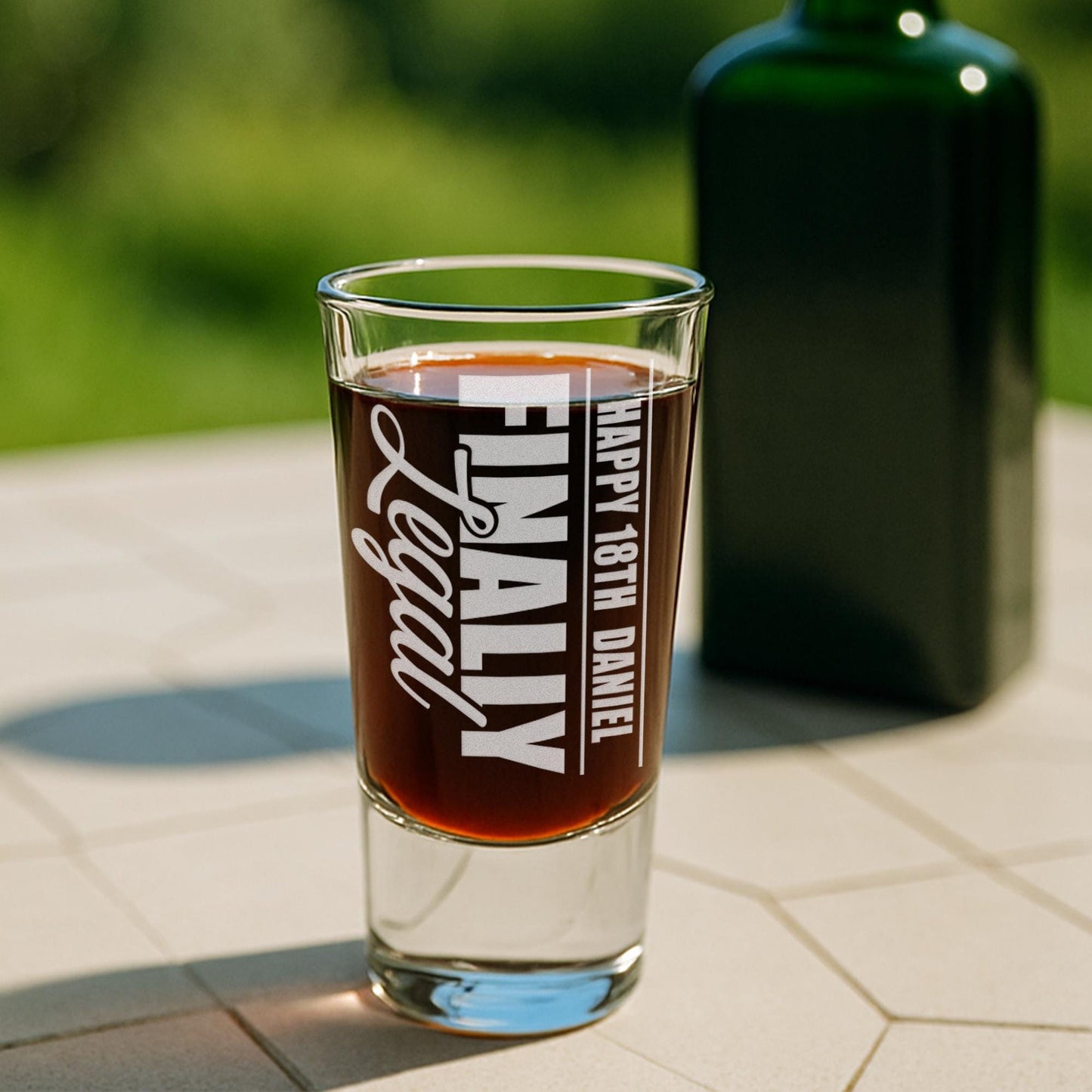 Personalised Birthday Shot Glass | Finally Legal Engraved Shot Glass | Custom 18th Birthday Gift | Milestone Birthday Gift for Him or Her