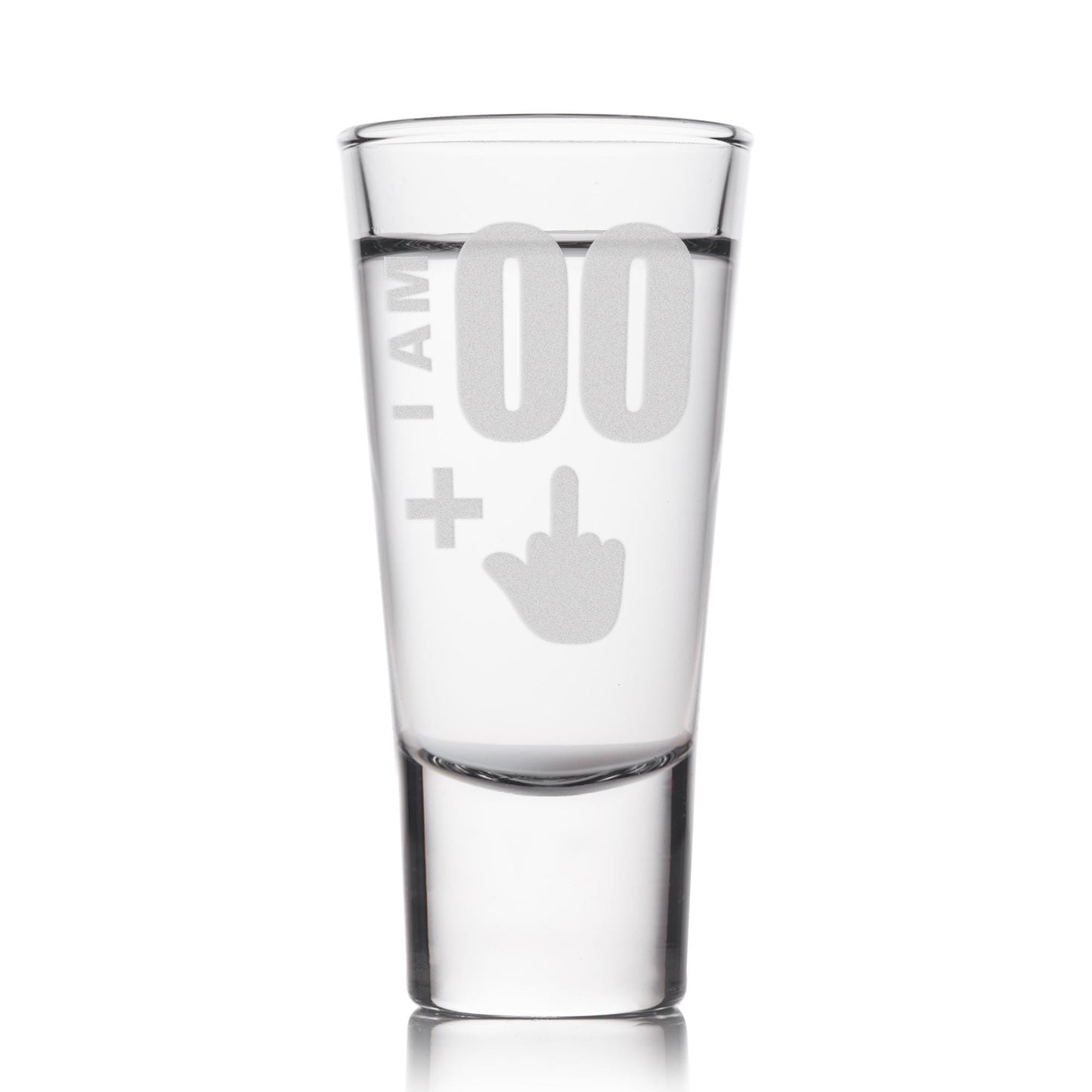 Personalised Birthday Shot Glass | Funny “I Am [Age] + Middle Finger Engraved Shot Glass | Custom Joke Gift Birthday Gift for Him or Her