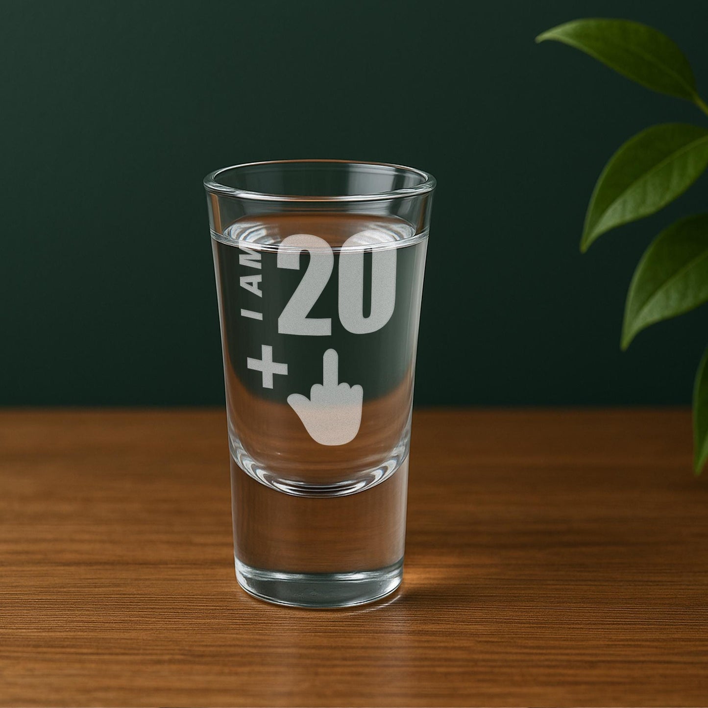 Personalised Birthday Shot Glass | Funny “I Am [Age] + Middle Finger Engraved Shot Glass | Custom Joke Gift Birthday Gift for Him or Her