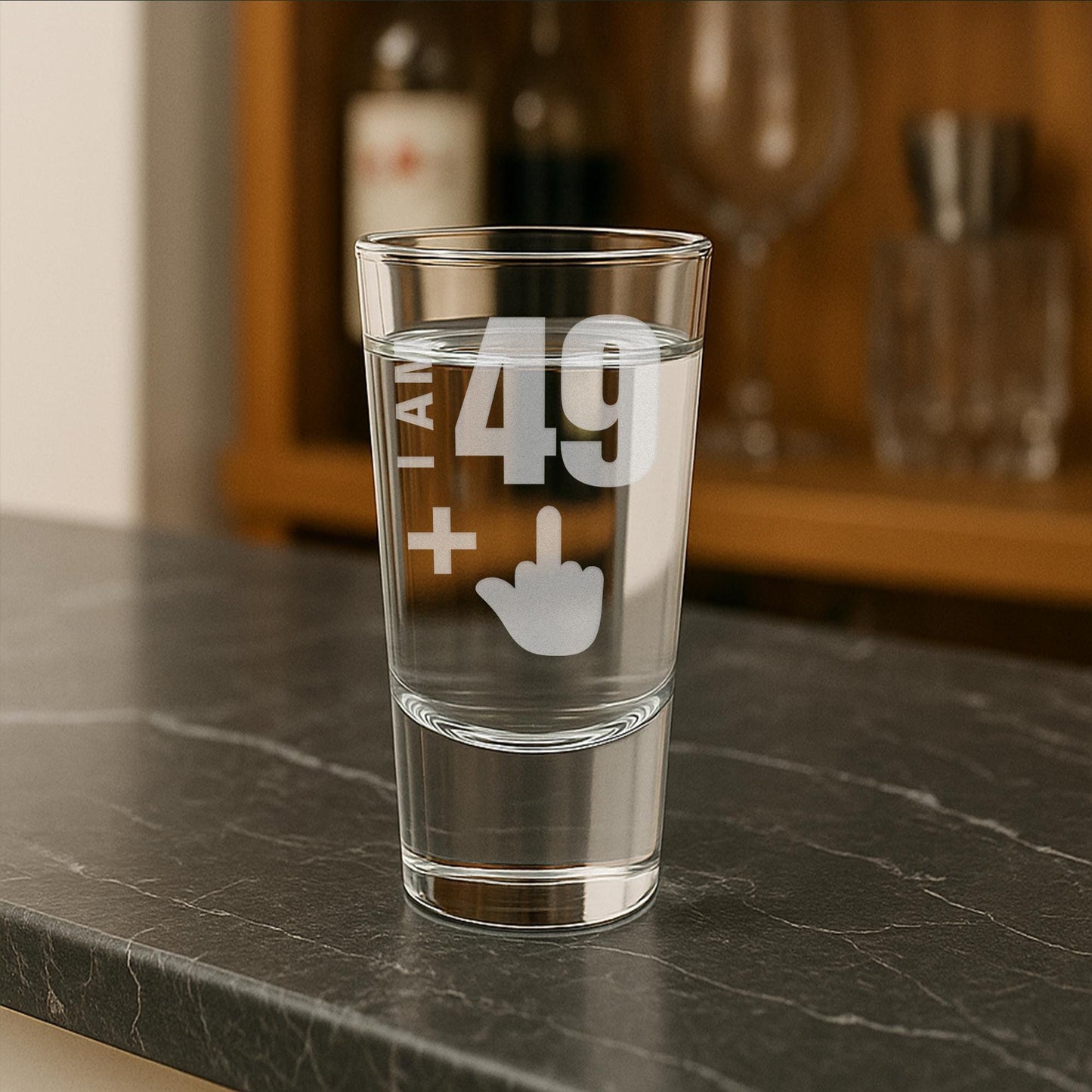 Personalised Birthday Shot Glass | Funny “I Am [Age] + Middle Finger Engraved Shot Glass | Custom Joke Gift Birthday Gift for Him or Her