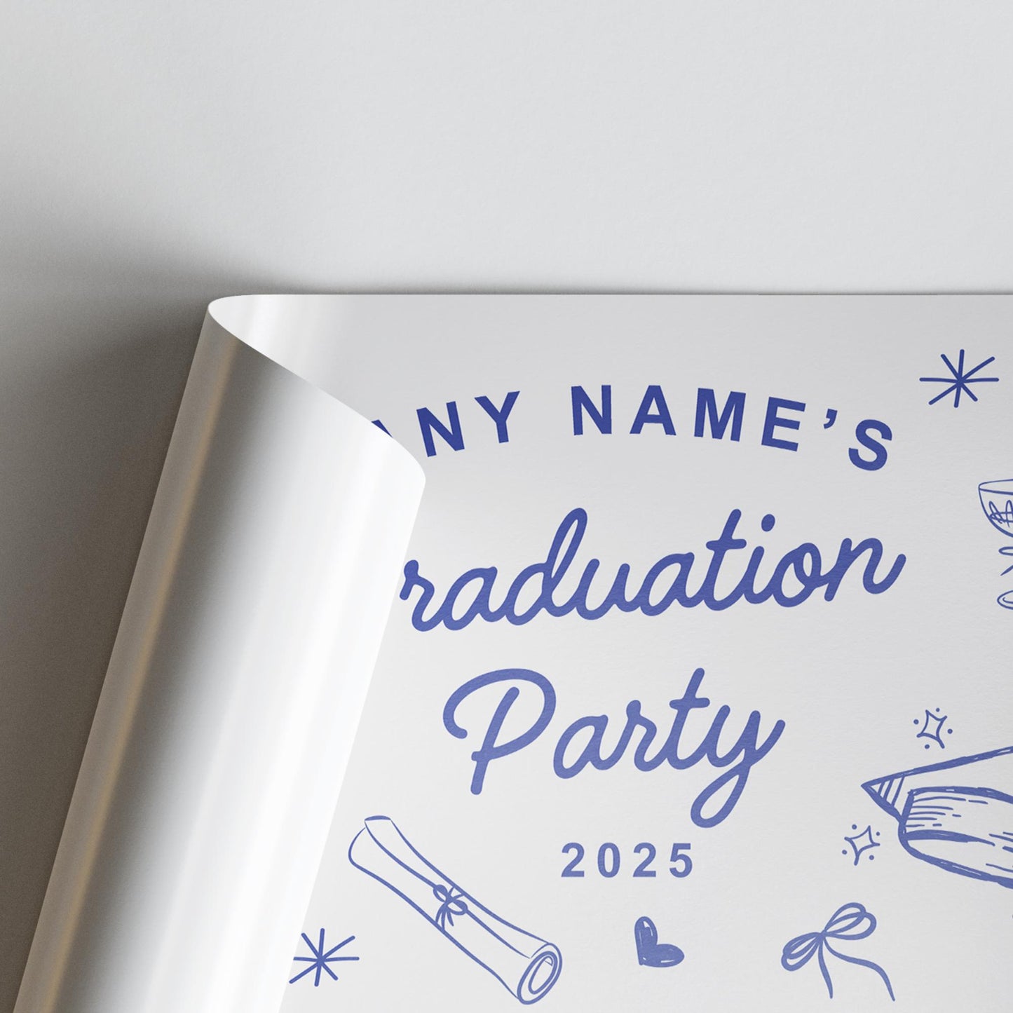 Personalised Graduation Party Banner  Doodles | Blue Coquette | Name, Year & Photos | Graduation Party Decor | University Graduate Banner