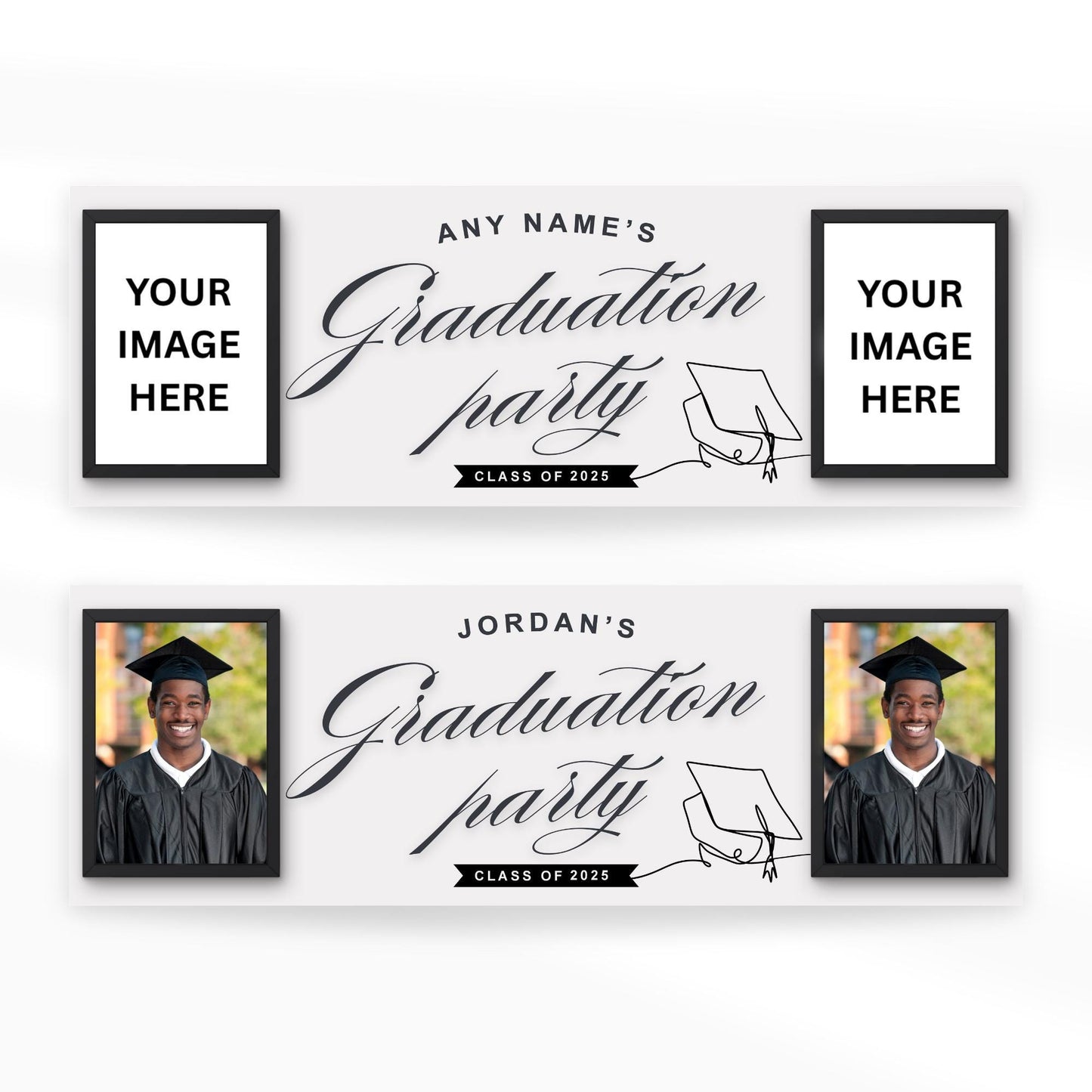 Personalised Graduation Banner  Photo Frame Design  | Name, Year & Photos | Graduation Party Decor | Class Of | University Graduate Banner
