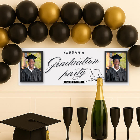 Personalised Graduation Banner  Photo Frame Design  | Name, Year & Photos | Graduation Party Decor | Class Of | University Graduate Banner