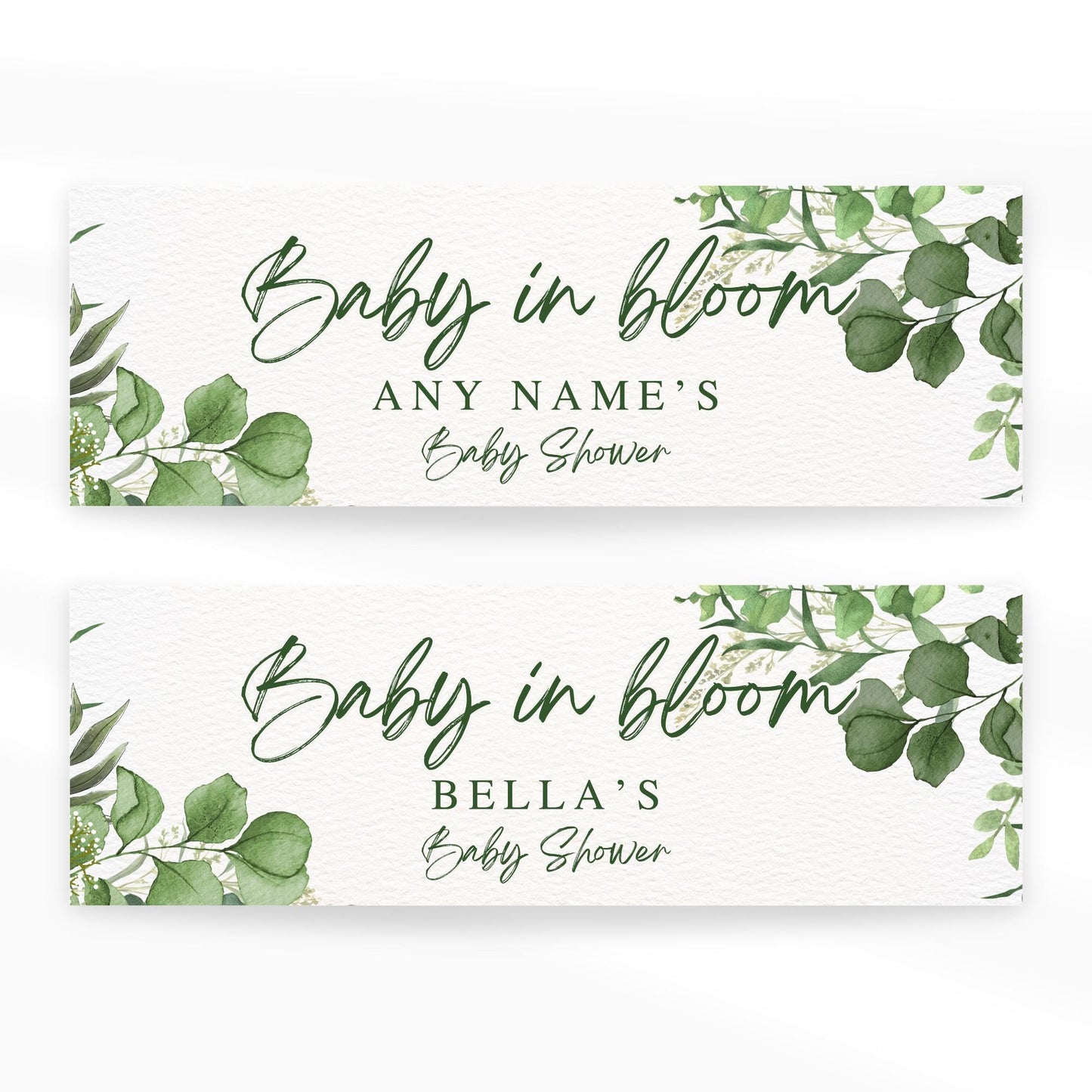 Personalised Baby Shower Banner   Custom “Baby in Bloom Baby Shower Decor | Watercolour Botanical Design | Gender Neutral Decoration