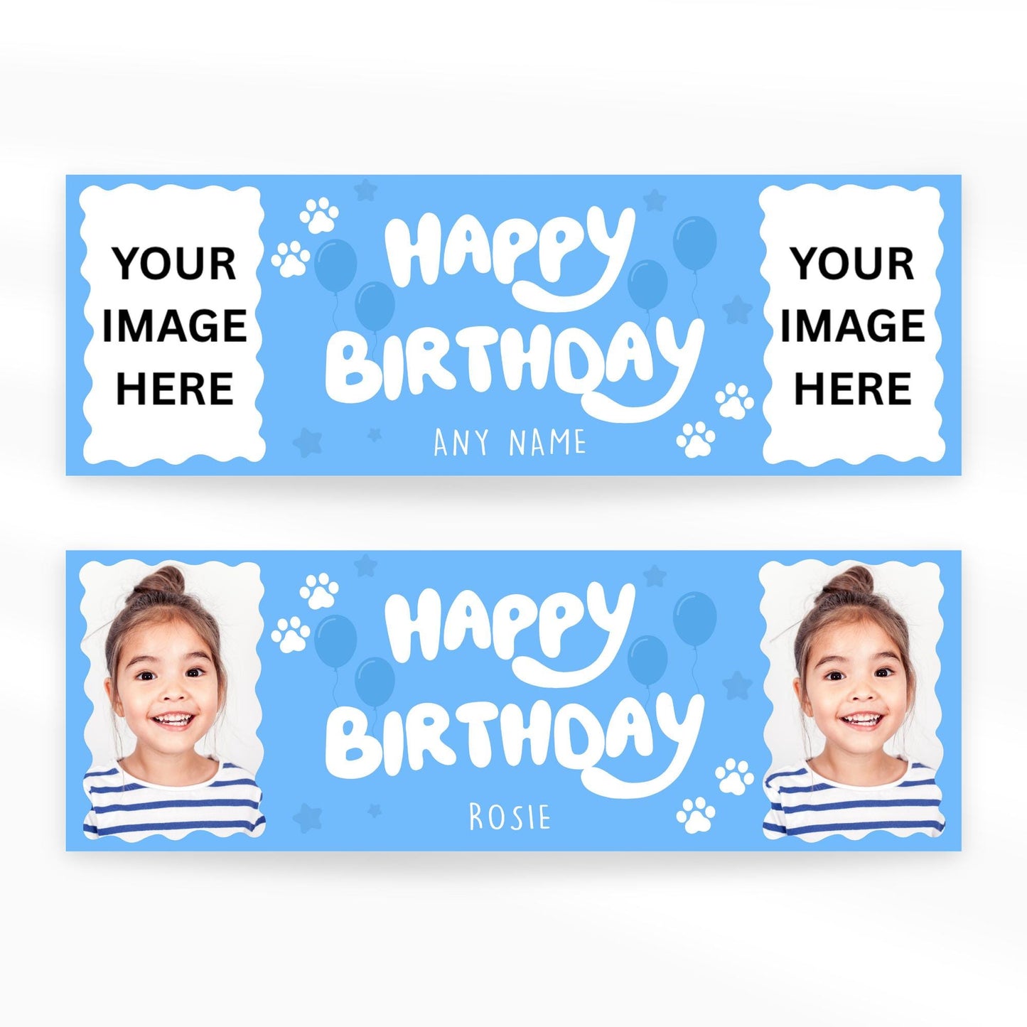 Personalised Birthday Banner - Blue Dog | Custom Name & Photo | TV Show-Inspired Banner | Dog Cartoon | Birthday Party decor for Young Kids