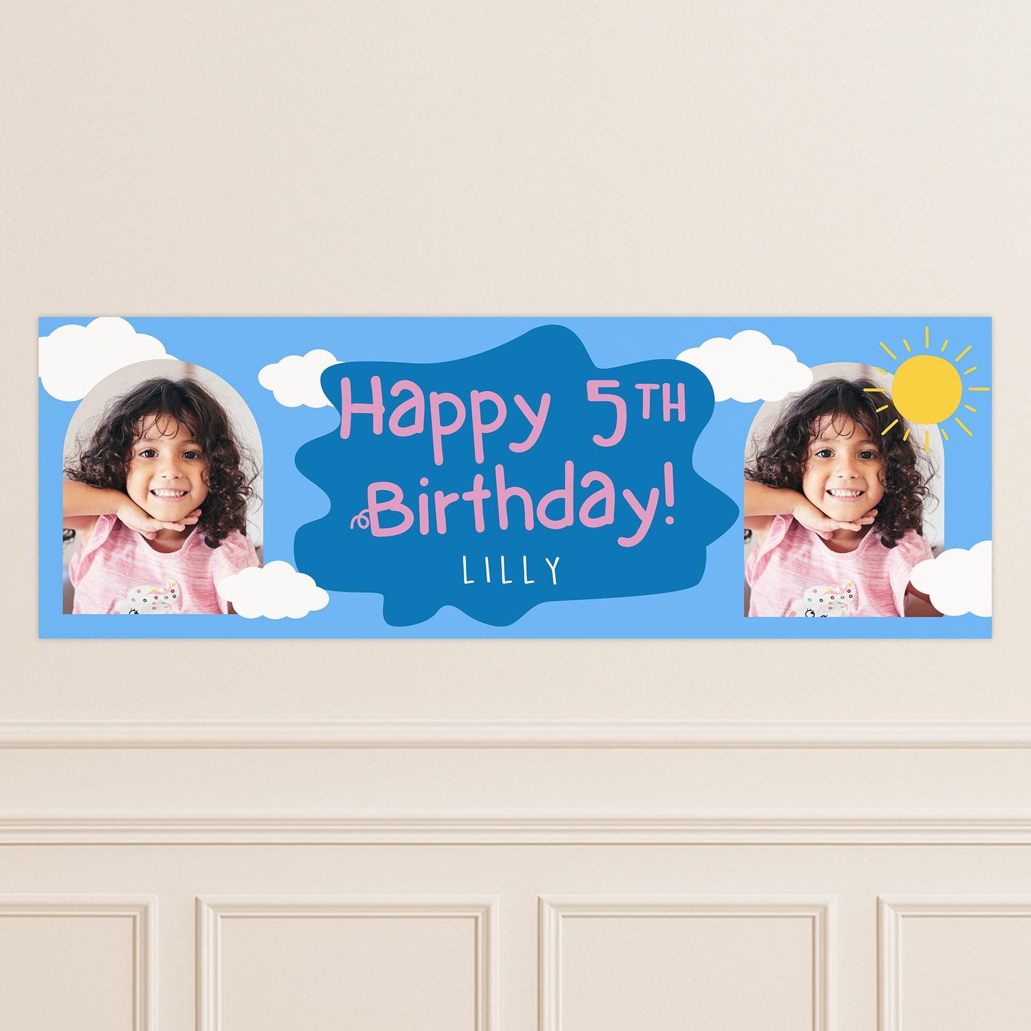 Personalised Birthday Banner - Little Pig | Custom Name & Photo | Cartoon TV Show-Inspired Banner | Birthday Party decor for Young Kids