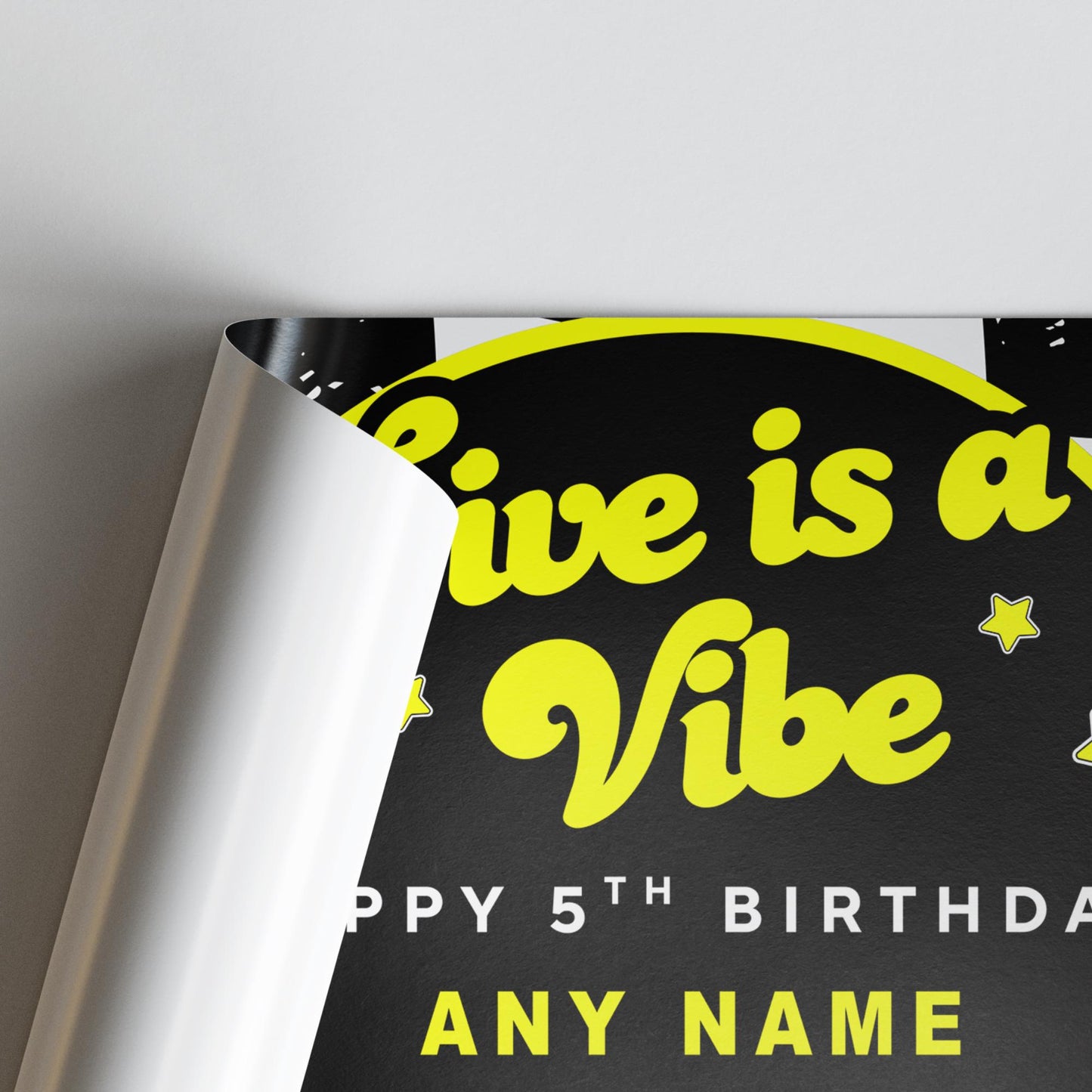 Personalised 5th Birthday Banner For Kids - "Five Is A Vibe" | Skater Checkered Theme | Custom Name & Photo | Birthday Party Decor For Boys