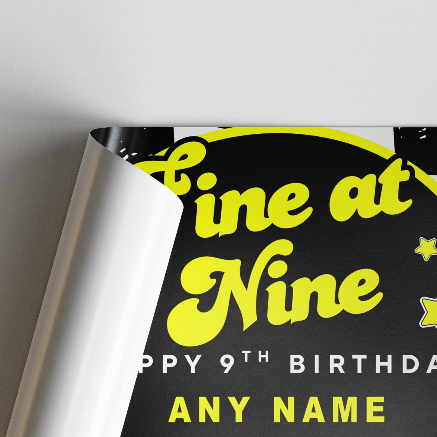 Personalised 9th Birthday Banner For Kids - "Fine At Nine" | Skater Checkered Theme | Custom Name & Photo | Boys Birthday Party Decor