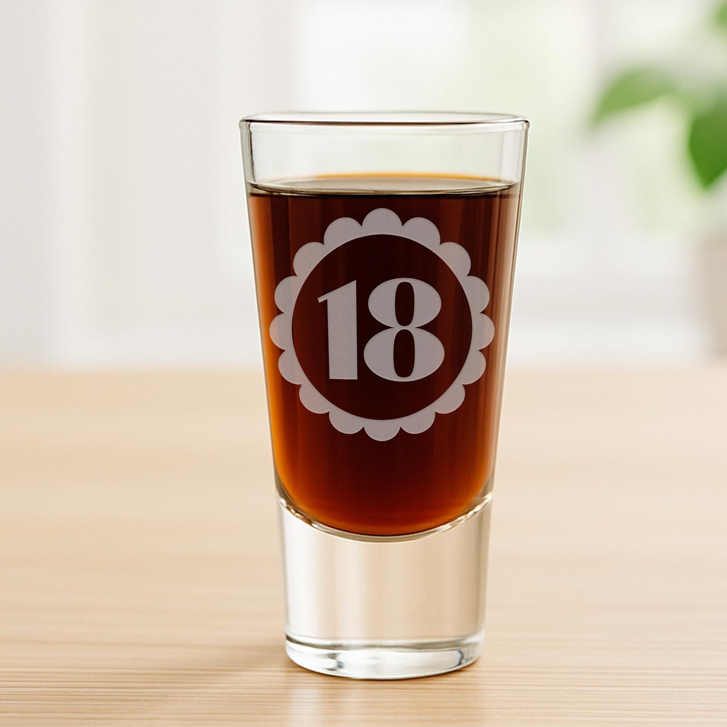 Personalised Birthday Shot Glass | Custom Age - Bold Petal Frame | Milestone Birthday Gift | Custom Engraved Keepsake for 18th Birthday