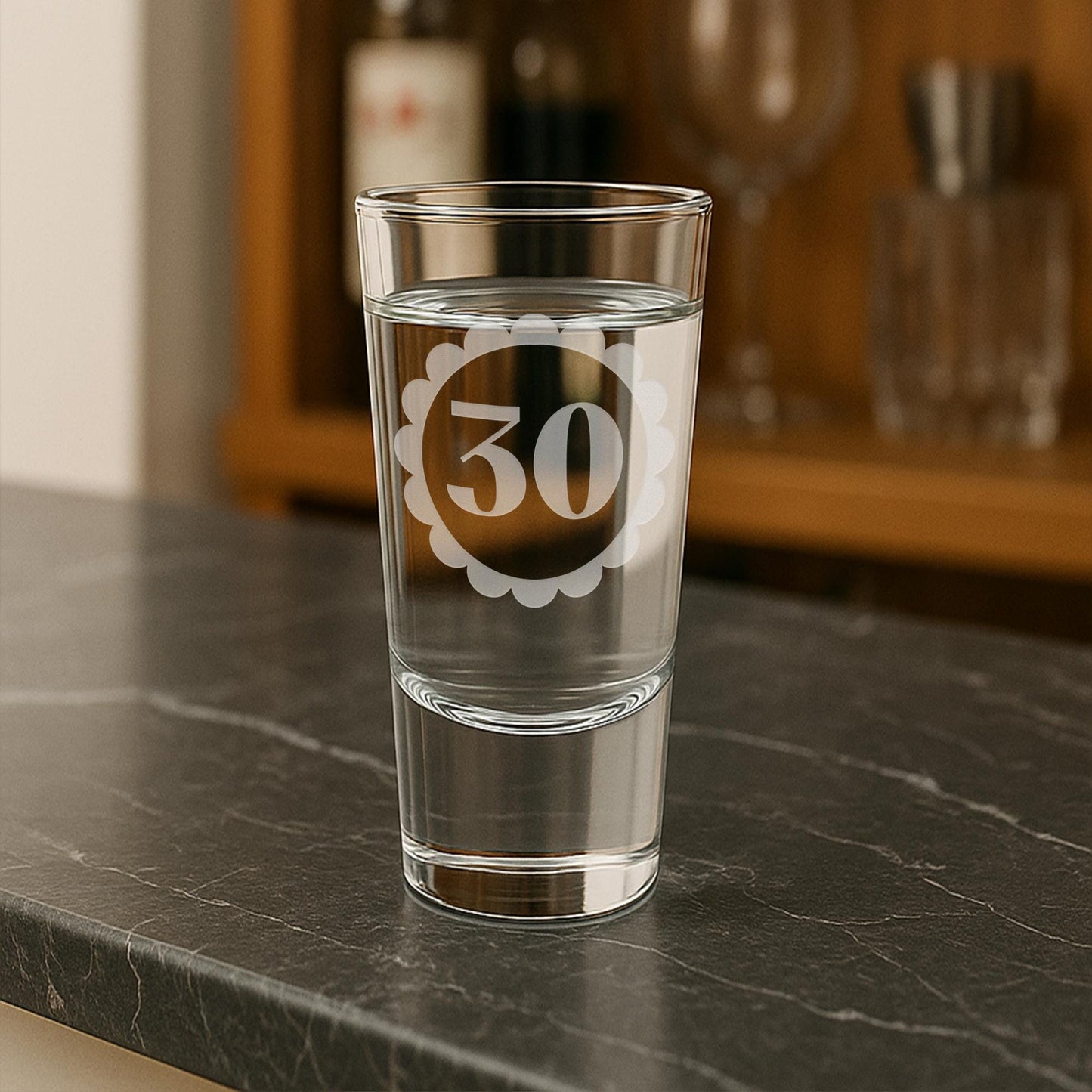 Personalised Birthday Shot Glass | Custom Age - Bold Petal Frame | Milestone Birthday Gift | Custom Engraved Keepsake for 18th Birthday