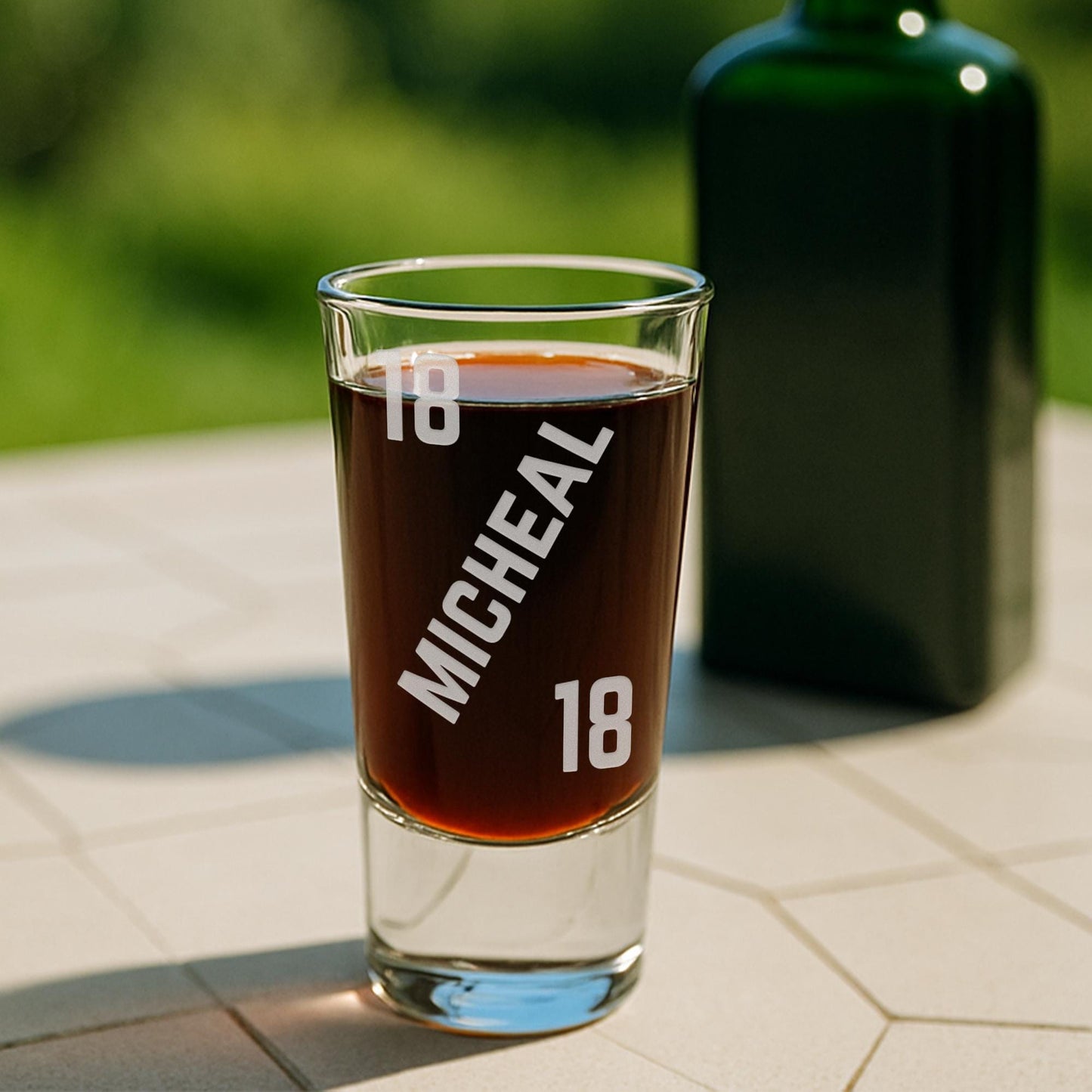 Personalised Birthday Shot Glass | Bold Block Name & Age | Custom Engraved | Milestone Birthday Gift for Him or Her | 18th or 21st