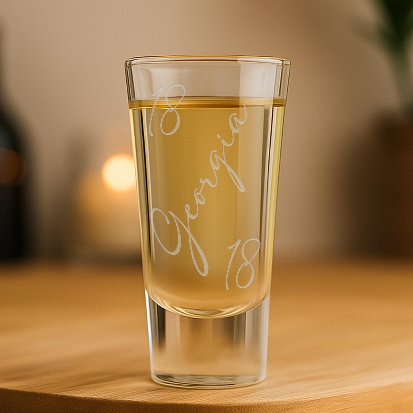 Personalised Birthday Shot Glass | Fine Script Name & Age | Custom Engraved | Milestone Birthday Gift for Him or Her | 18th or 21st