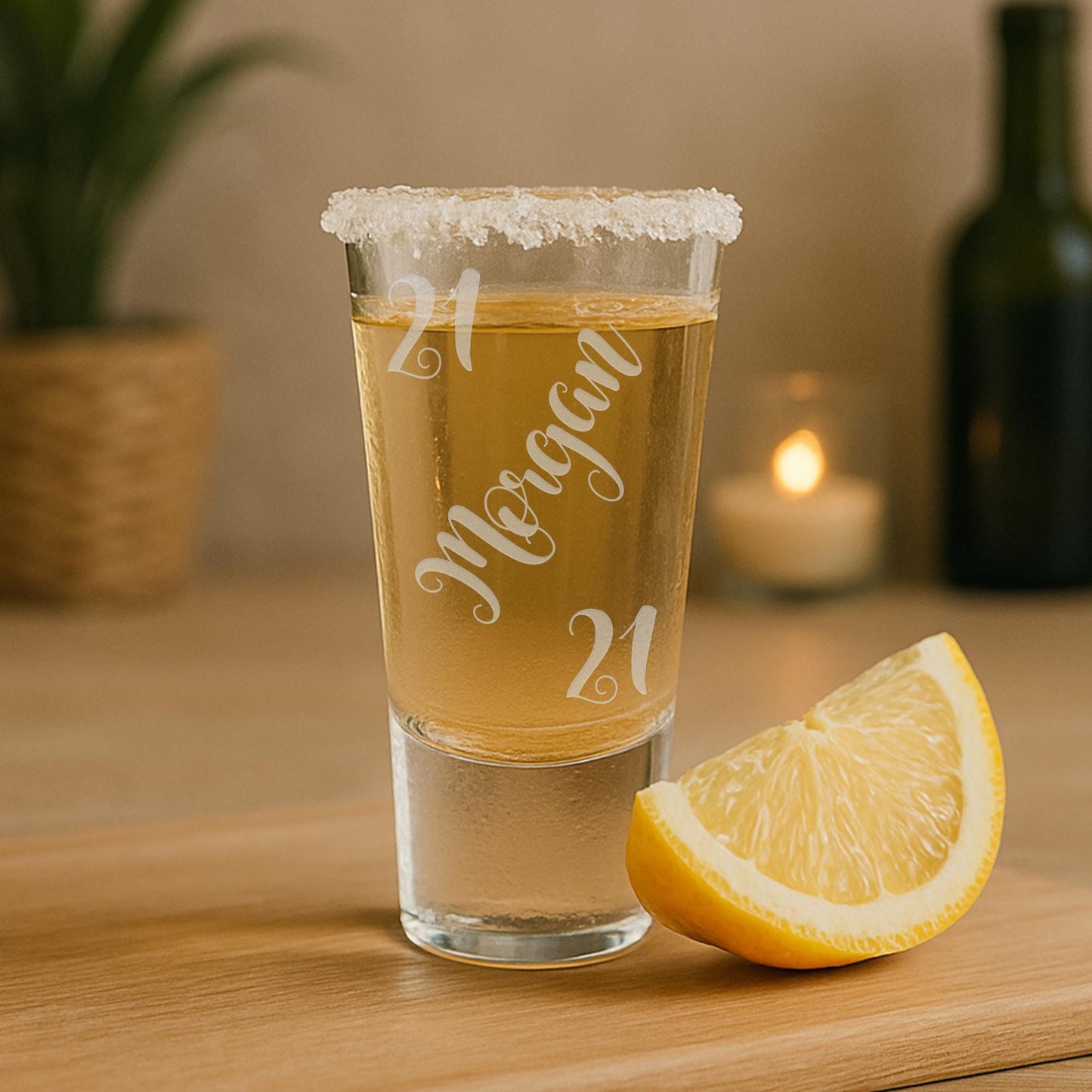 Personalised Birthday Shot Glass | Swirl Script Name & Age | Custom Engraved | Milestone Birthday Gift for Him or Her | 18th or 21st