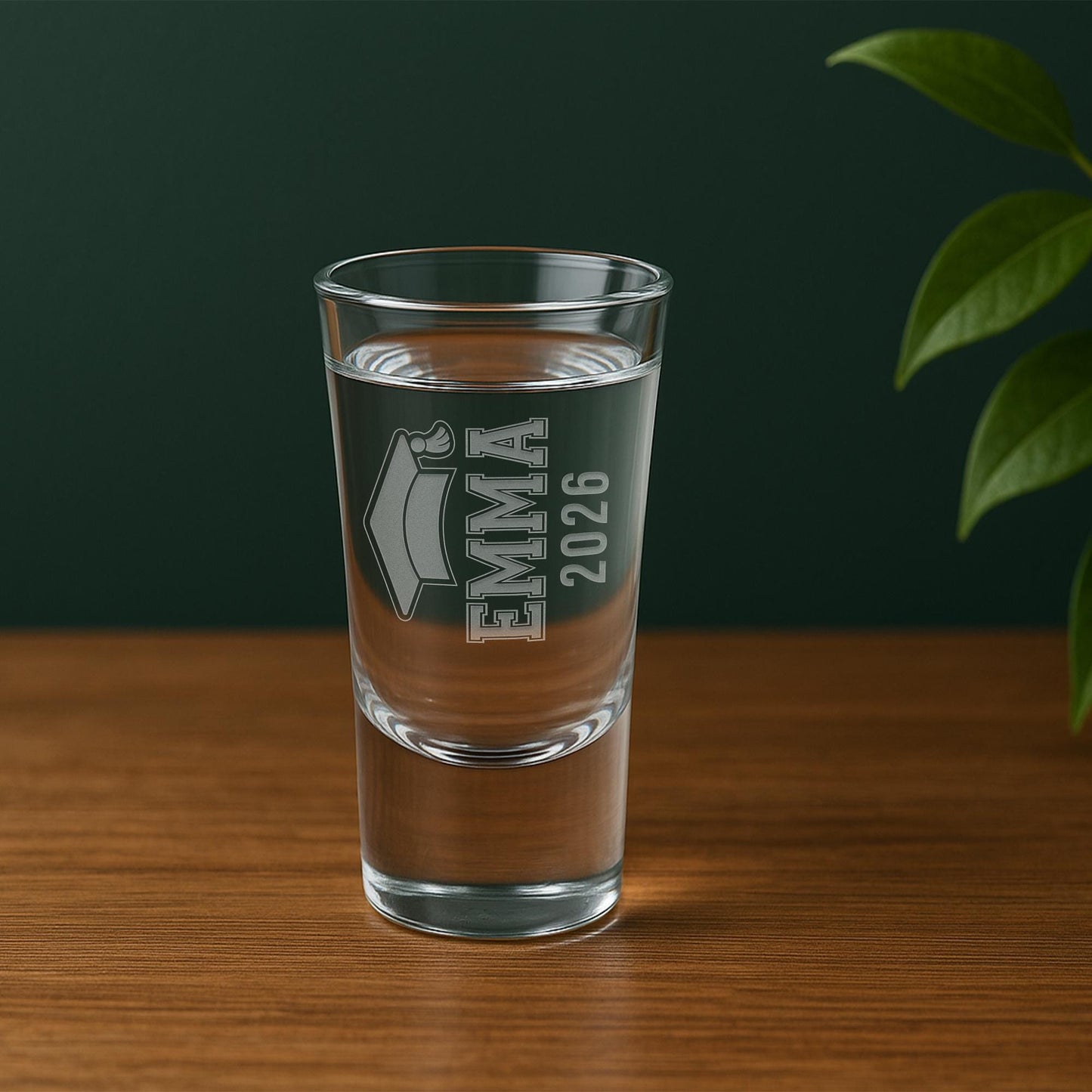 Personalised Graduation Shot Glass  College Font & Grad Cap | Custom Name and Year Engraved Shot Glass Gift | Keepsake for Graduates